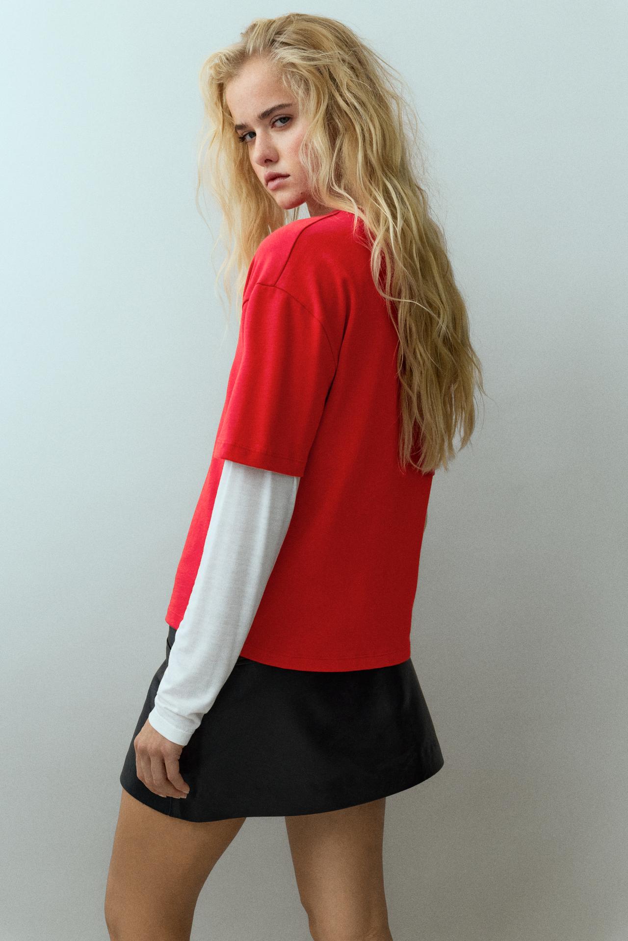 Red double-sleeve T-shirt — Red