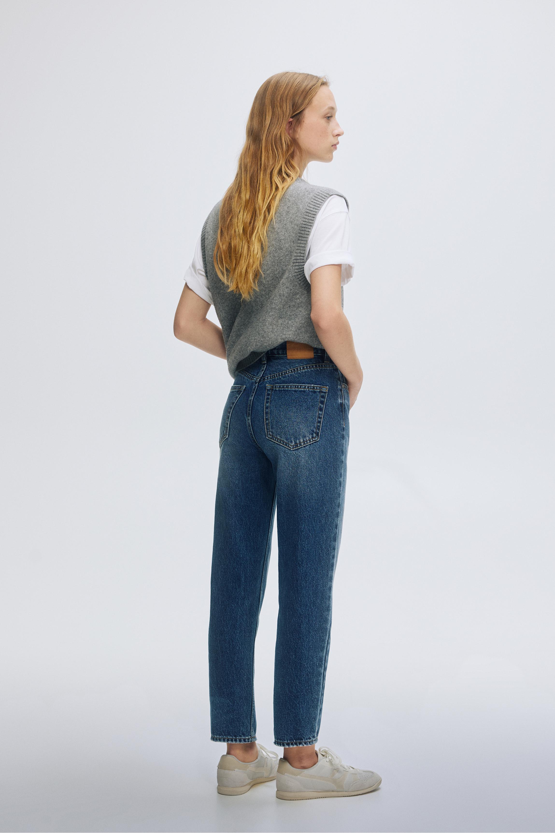 High-waist mom jeans — Dark blue