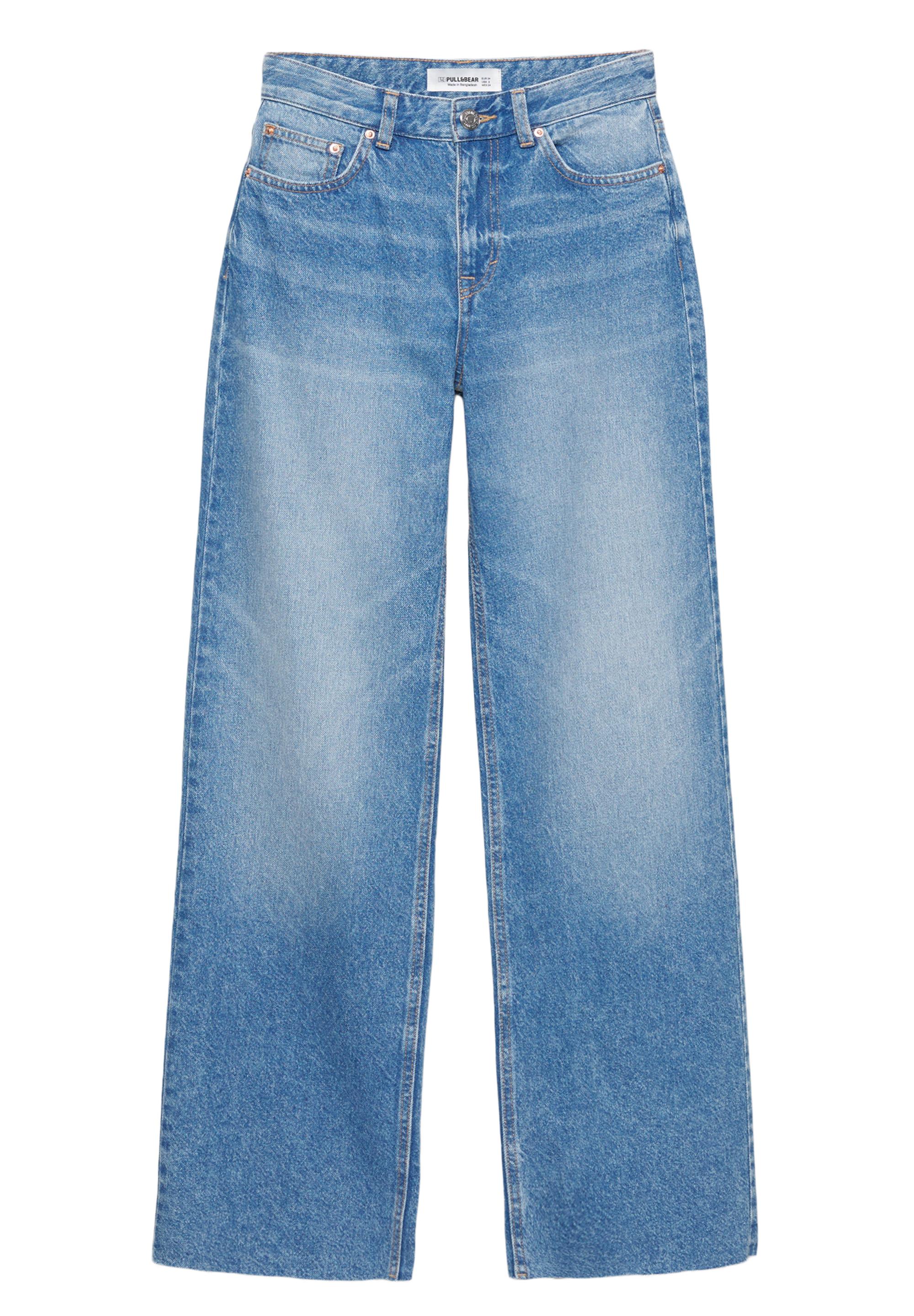 High-waist wide straight-leg jeans — Indigo
