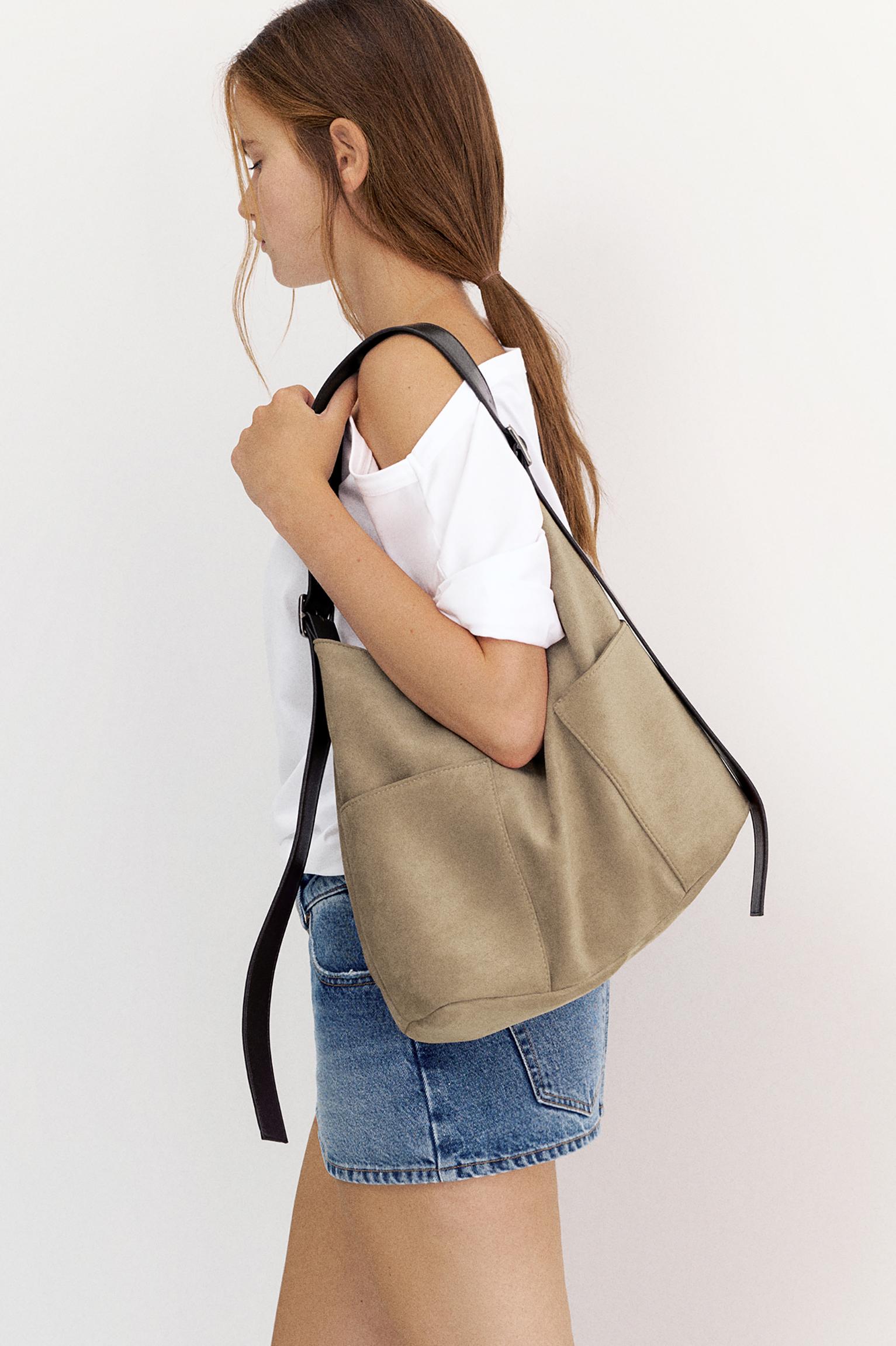 Contrasting shopper bag — Taupe