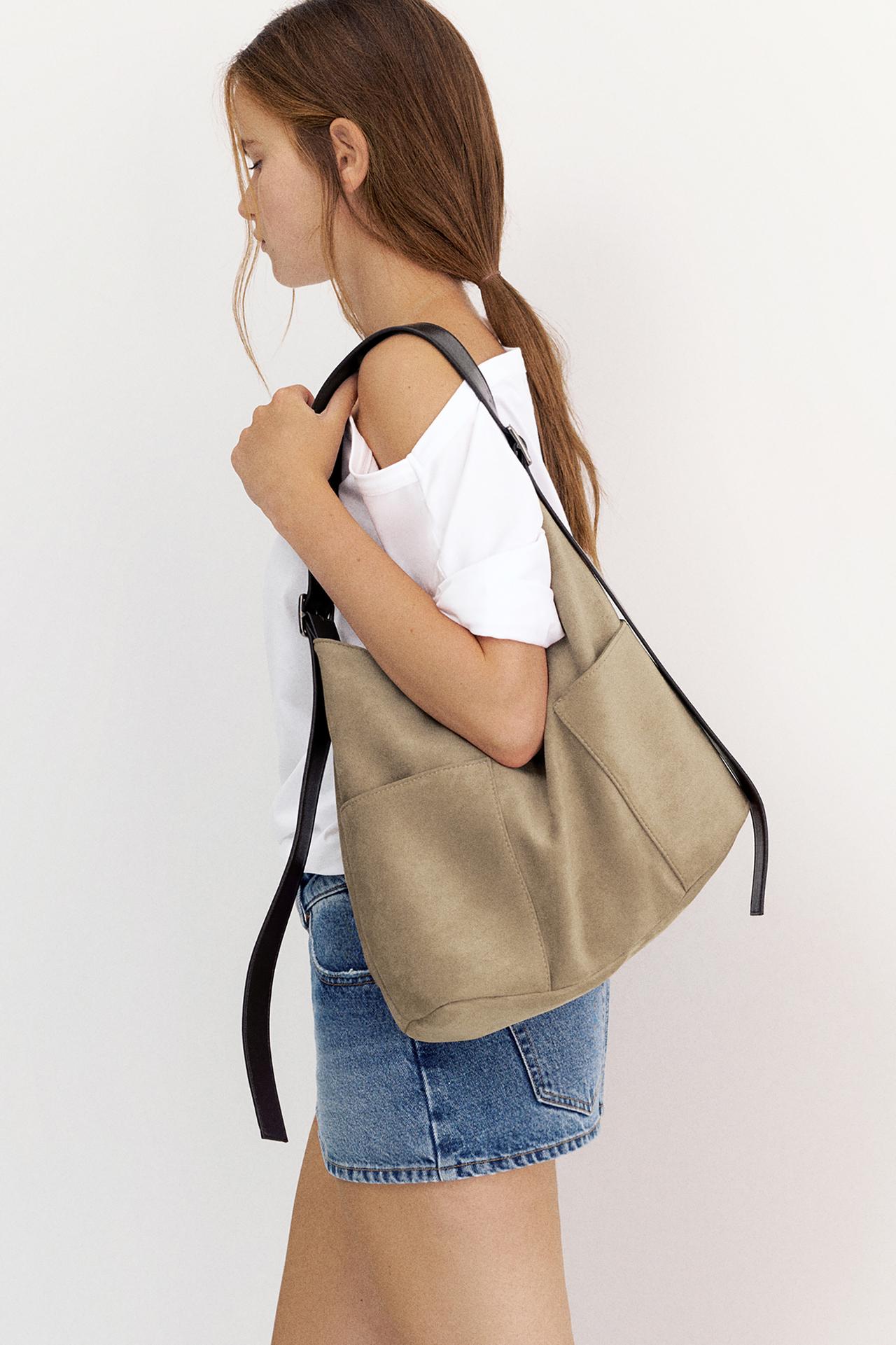 Contrasting shopper bag — Taupe
