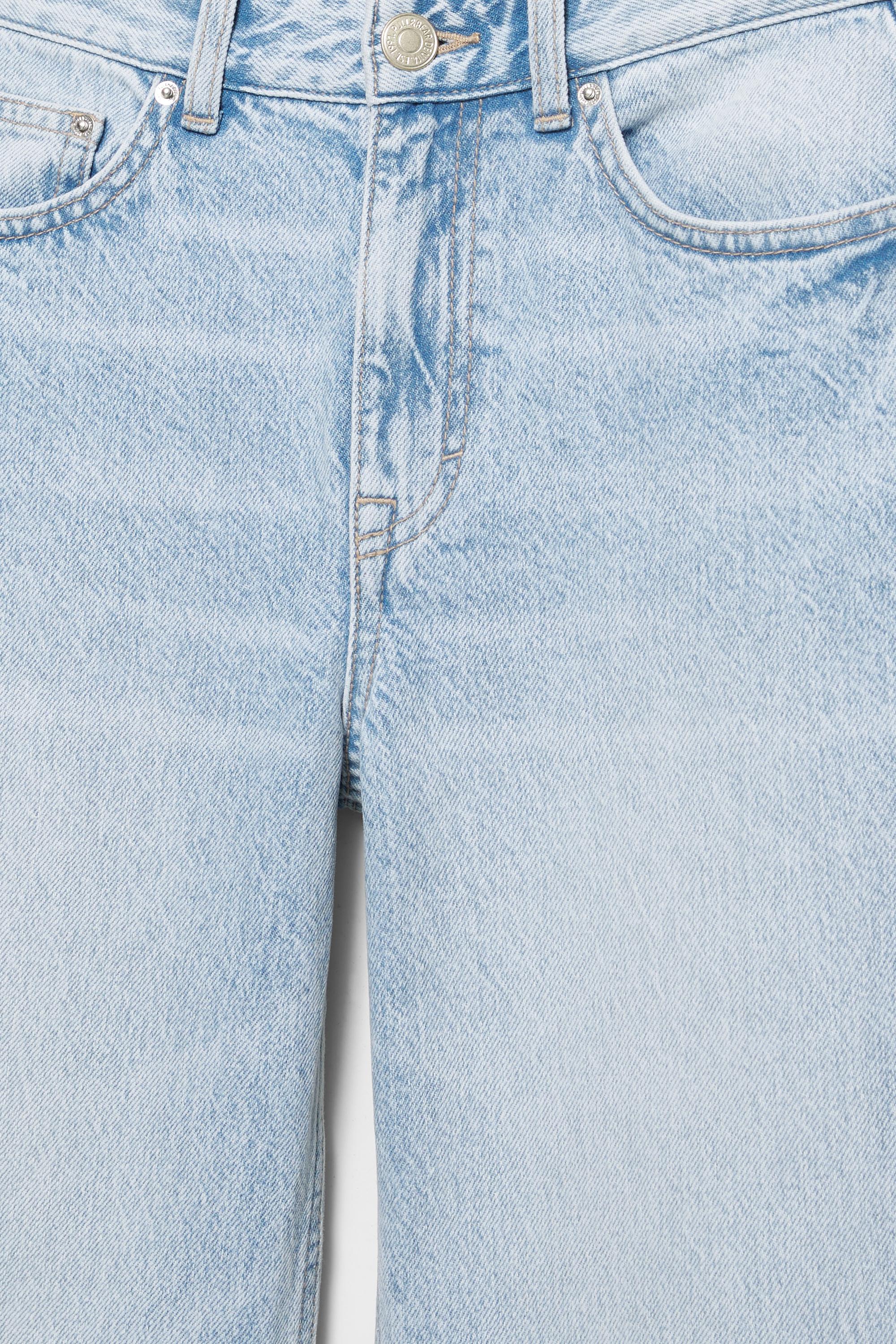 High-waist wide straight-leg jeans — Sky blue