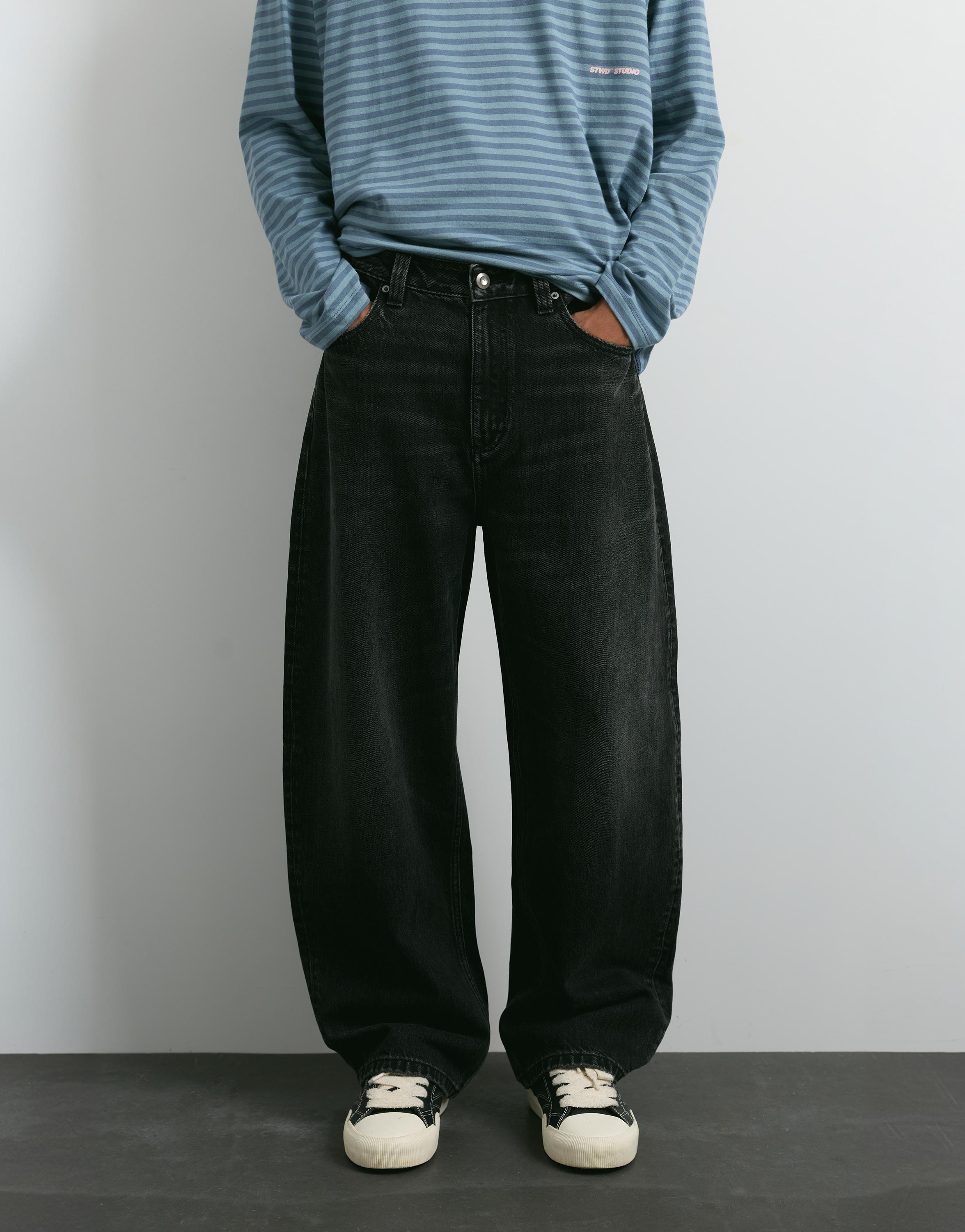 Balloon-fit baggy jeans — Faded black