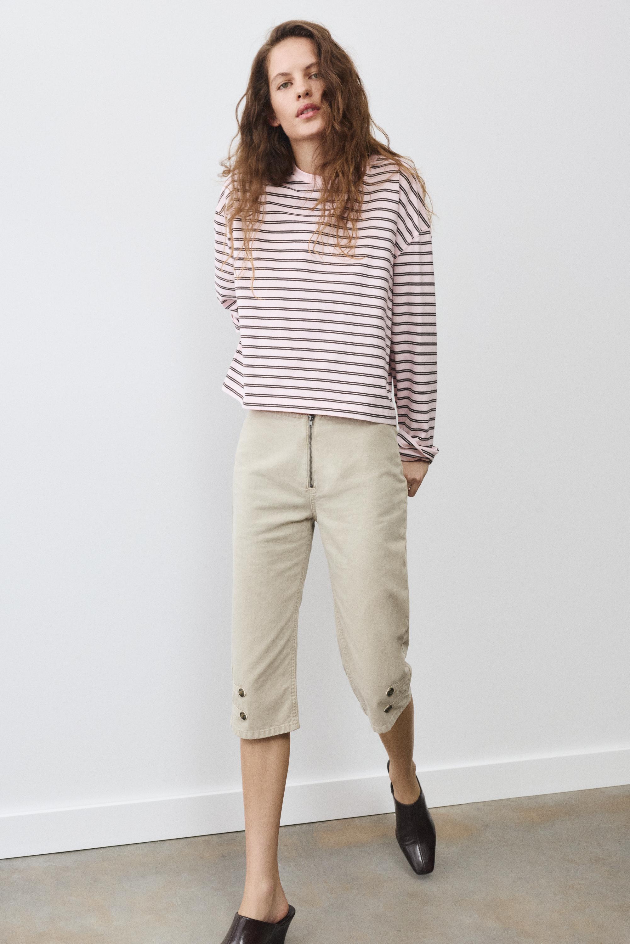 Boxy-fit long sleeve T-shirt — Striped