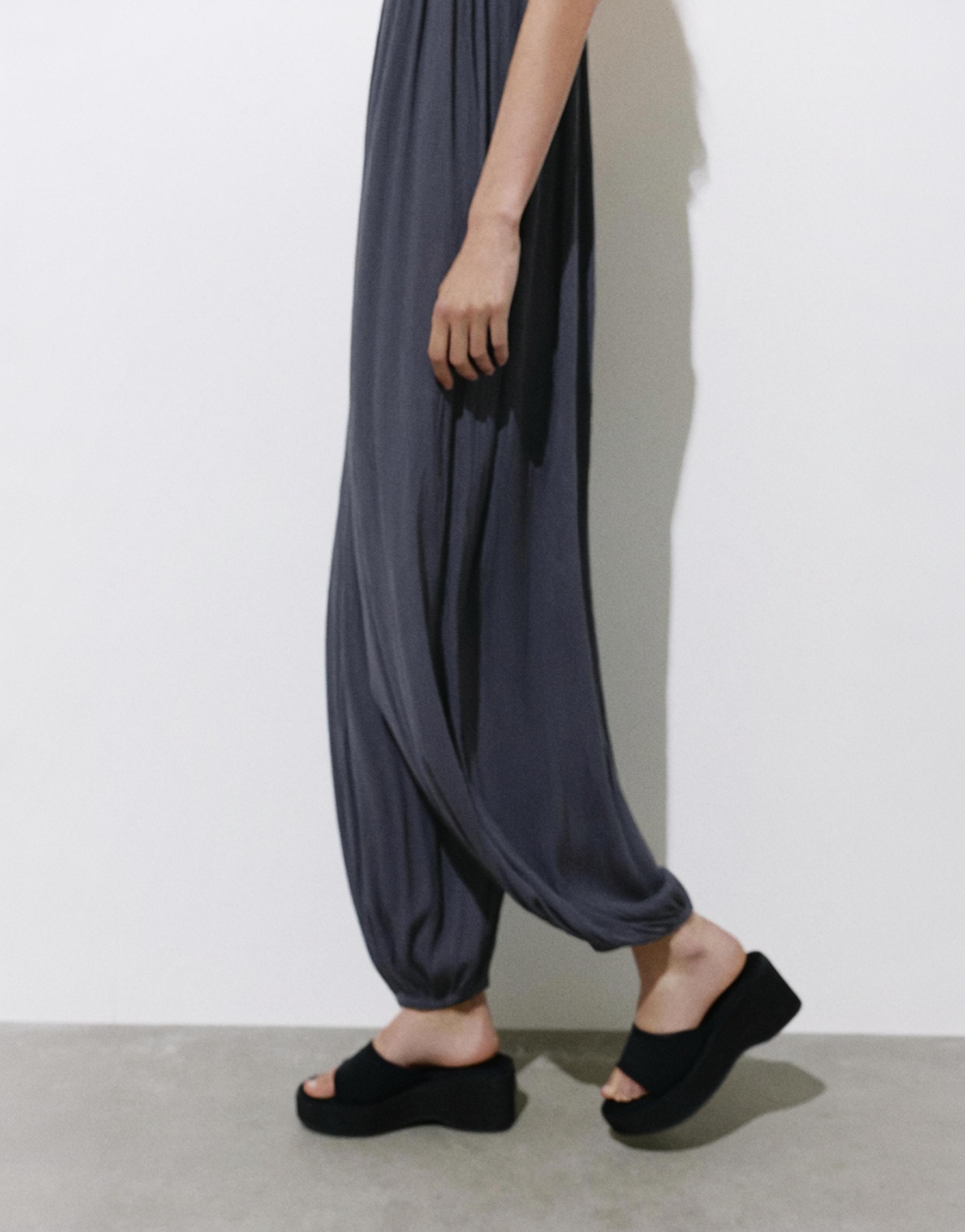 Flowing strappy sarouel jumpsuit — Bluish