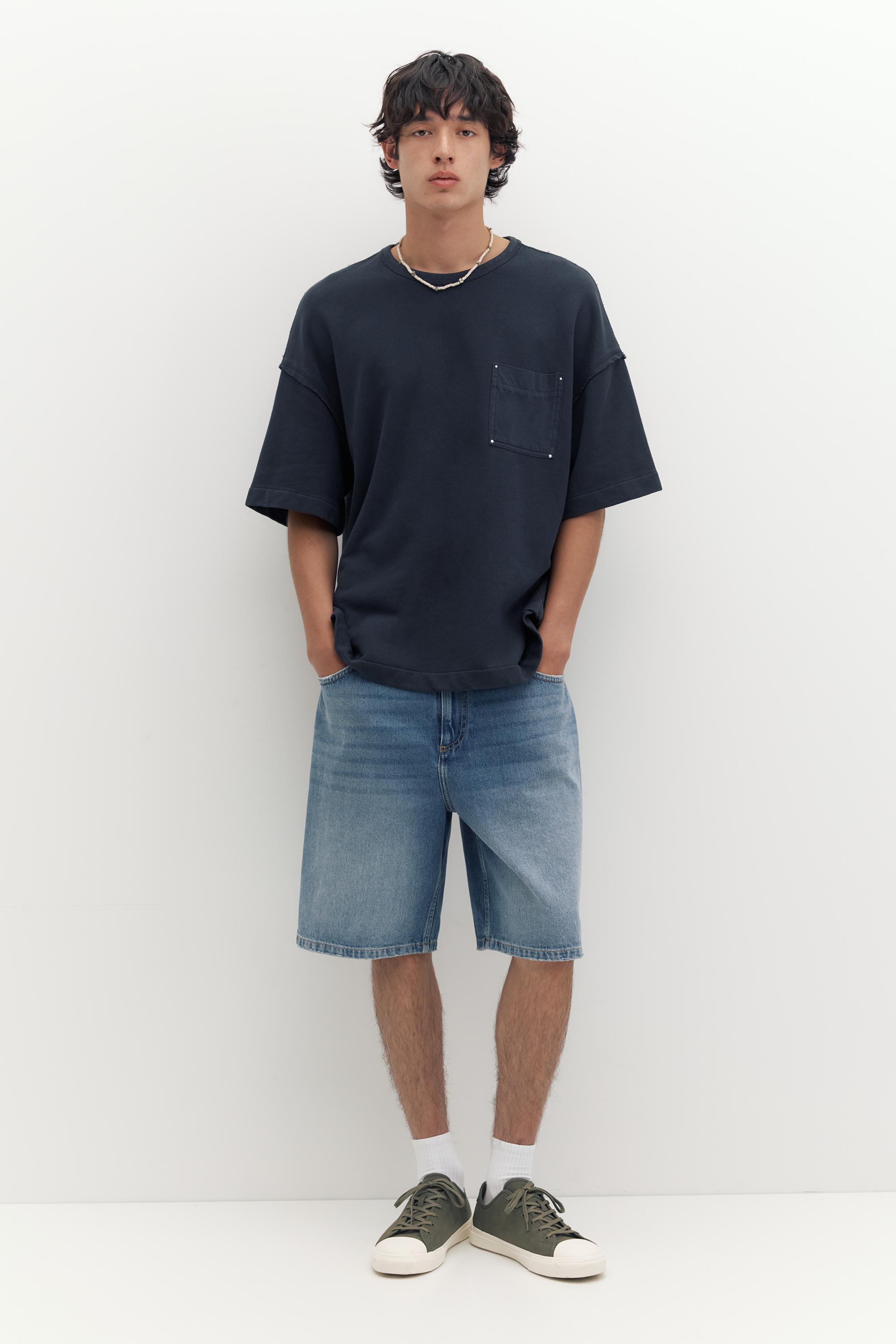 Baggy denim Bermuda shorts — Medium blue