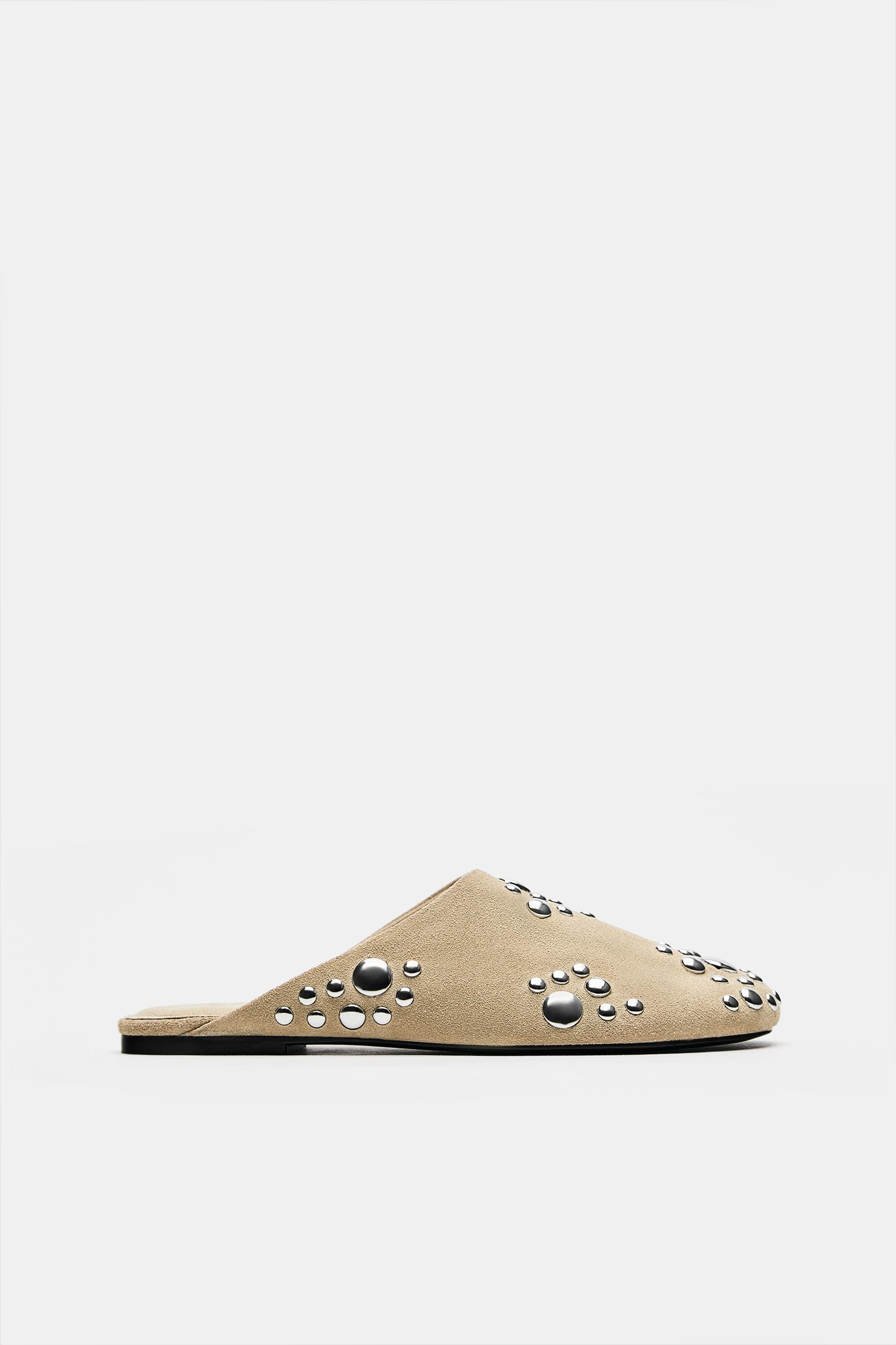 Studded leather mules — Sand