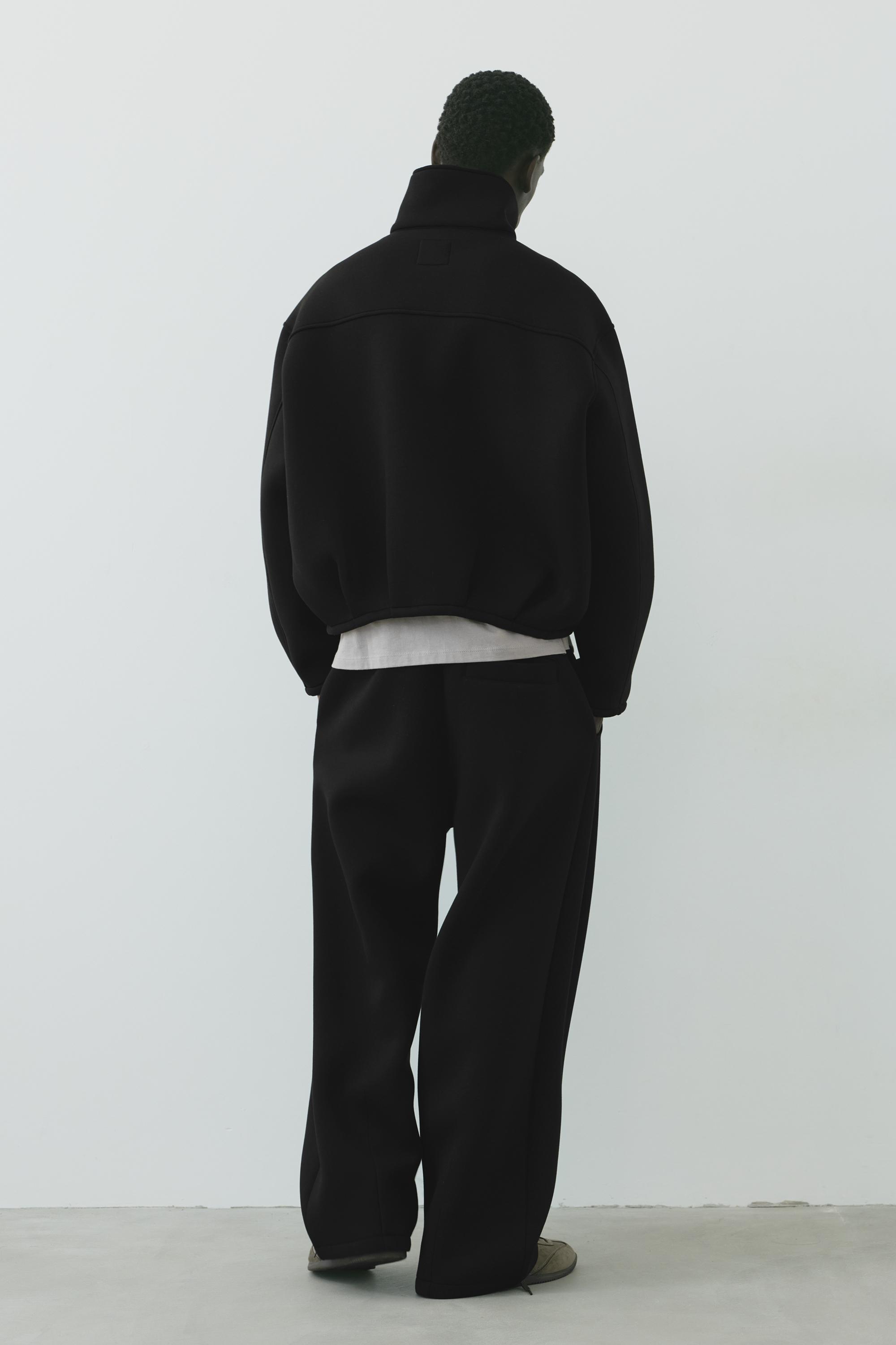 Neoprene-effect zip-up jacket — Black