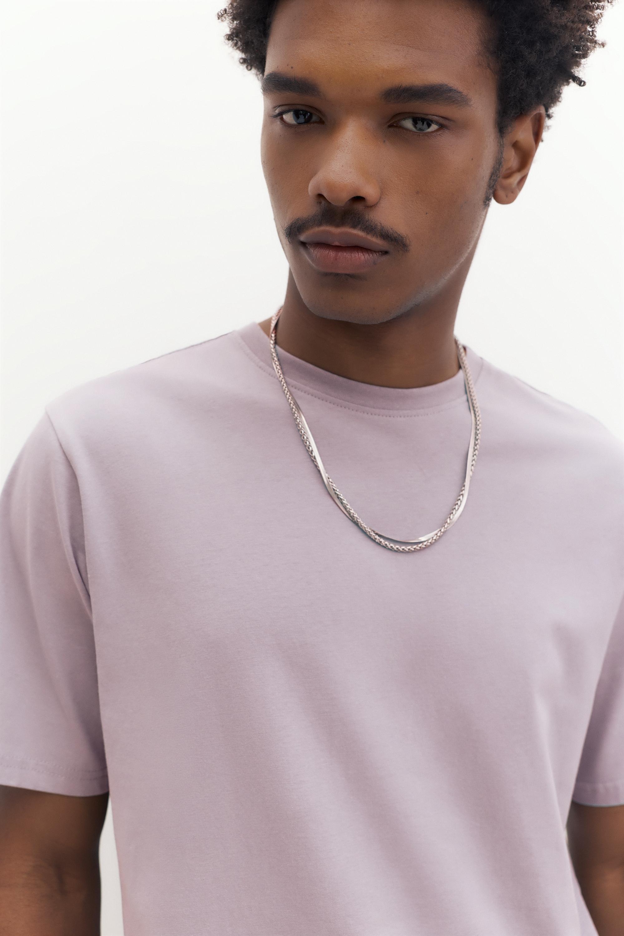 Basic short sleeve cotton T-shirt — Pale mauve