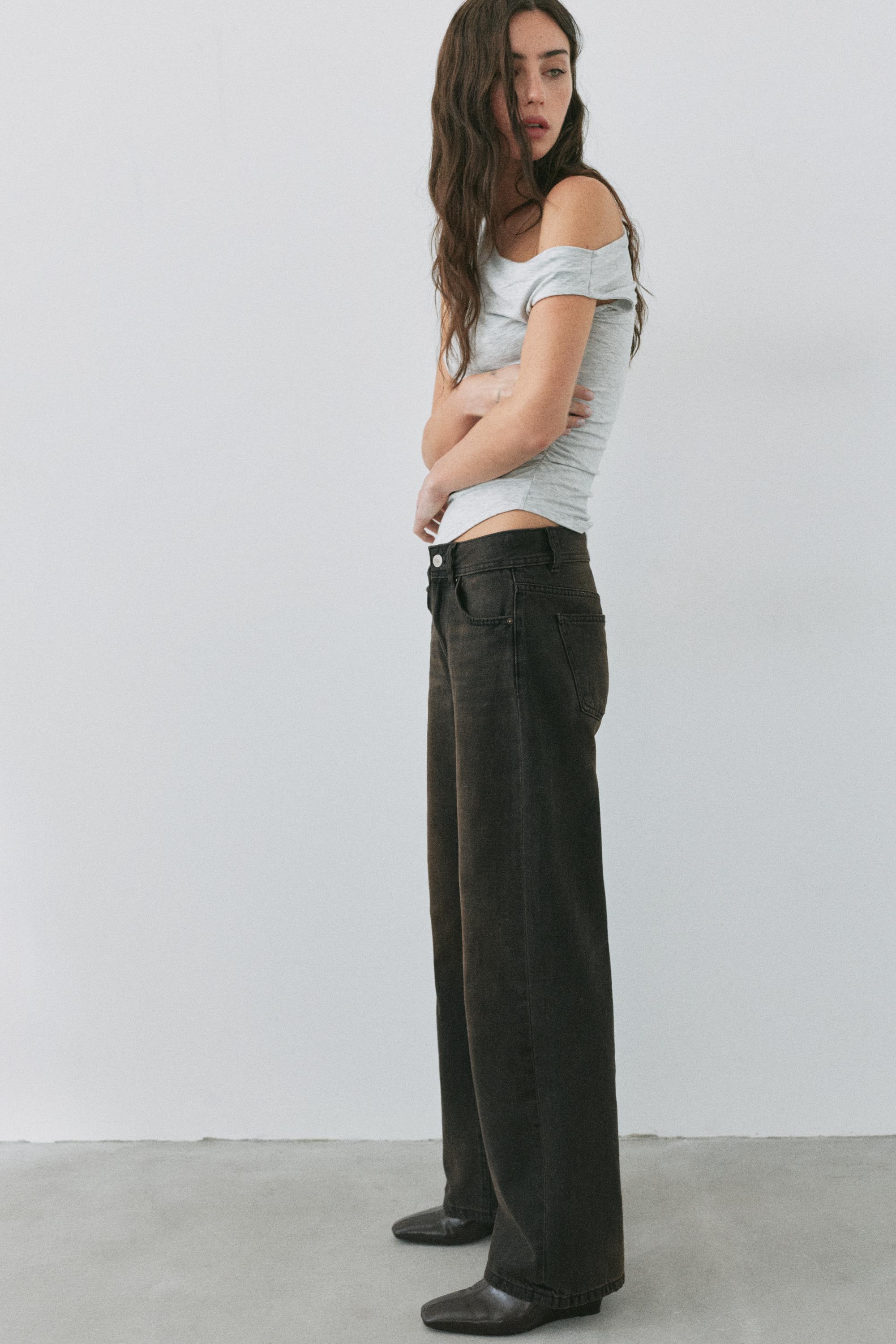 Low-rise straight-leg jeans — Dark brown