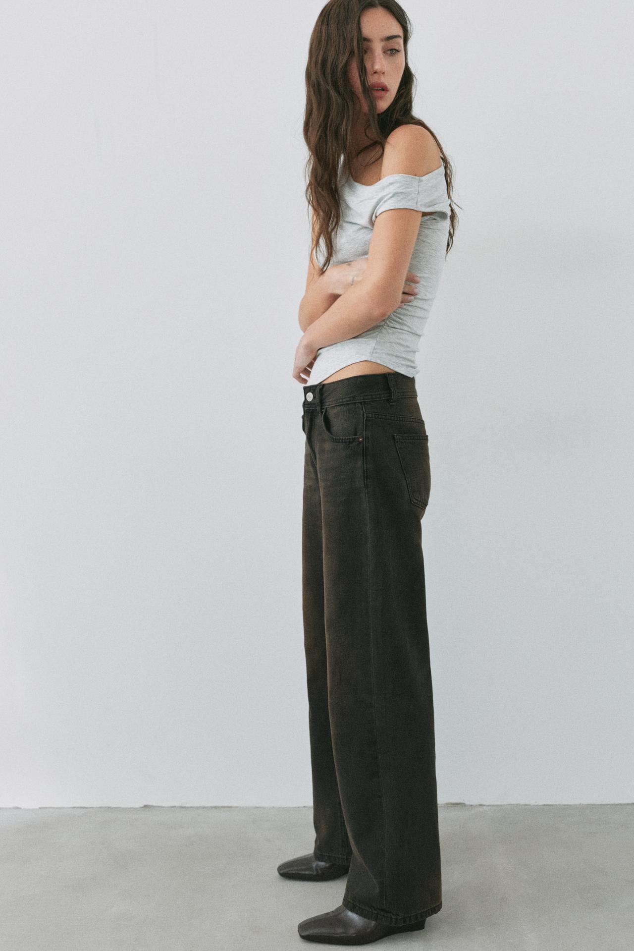 Low-rise straight-leg jeans — Dark brown