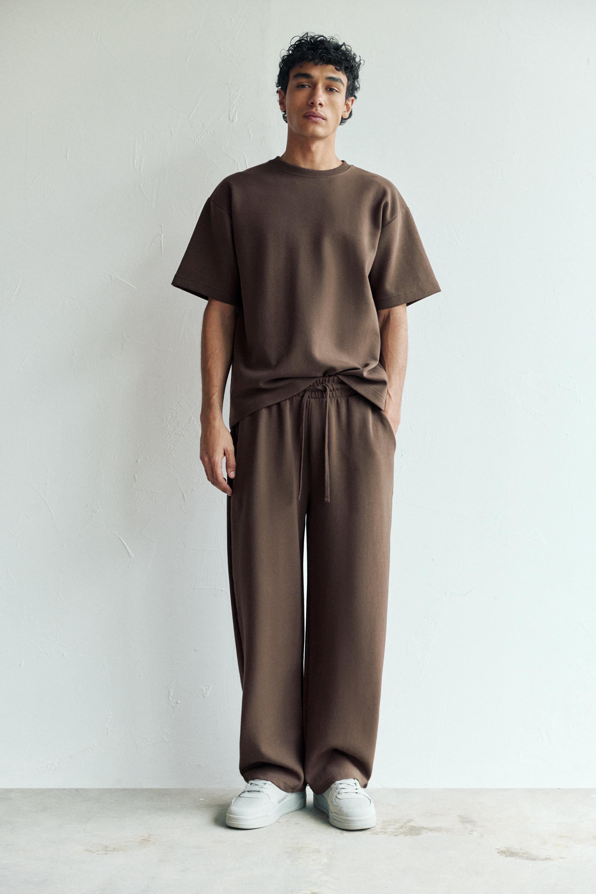 Basic short sleeve sweatshirt — Pale brown
