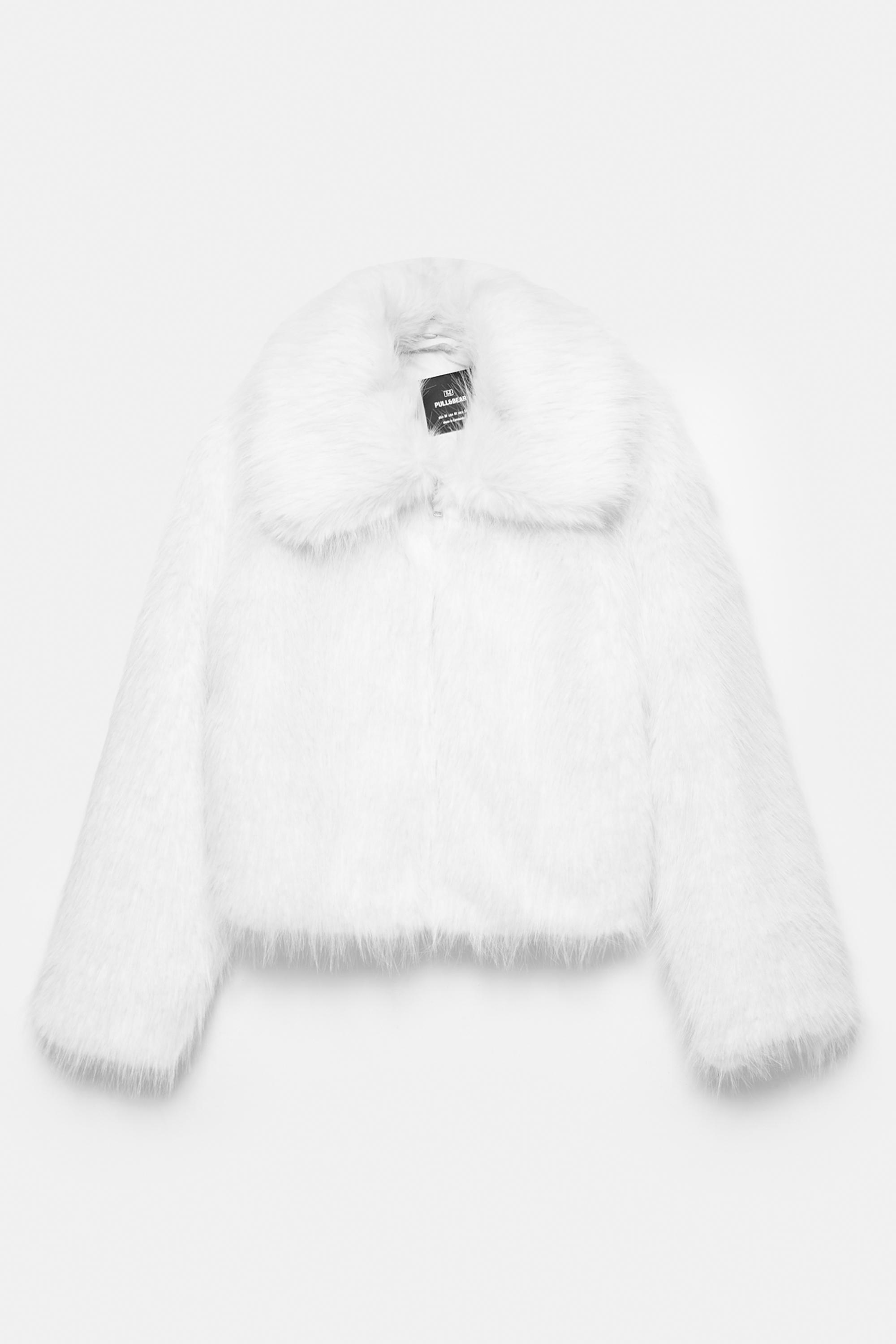 White faux fur jacket — Ecru