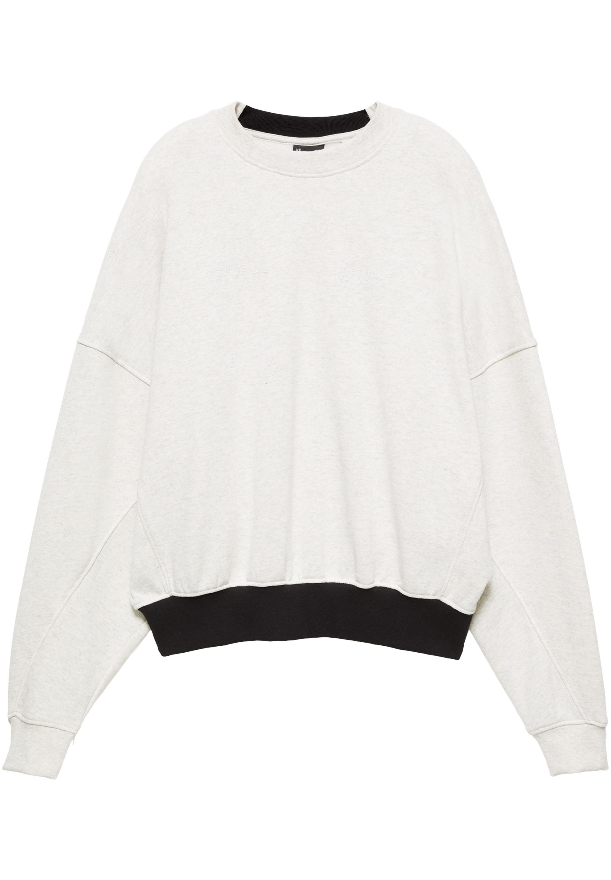 Contrast rib round neck sweatshirt — Grey marl