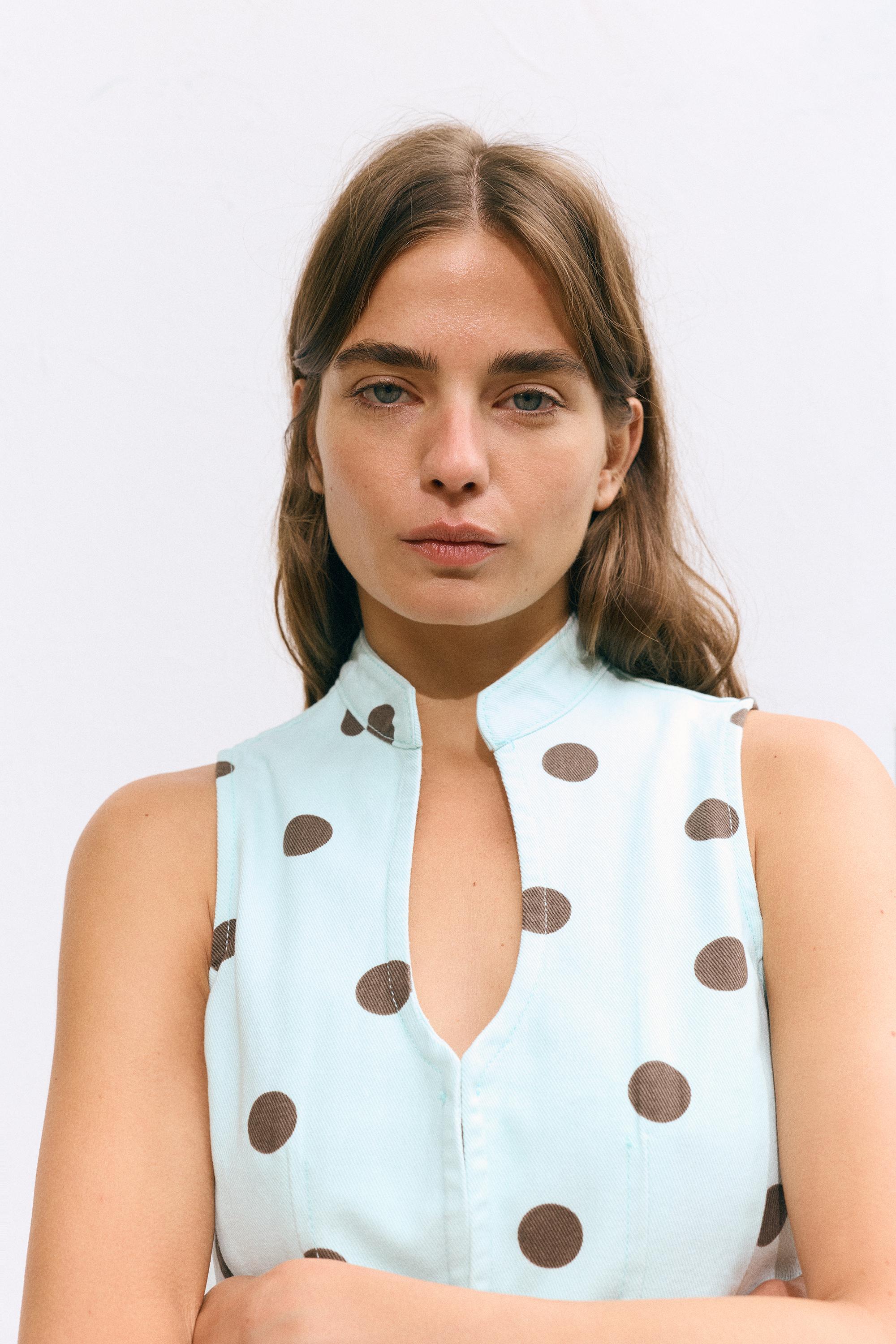 Polka dot cut-out top — Turquoise