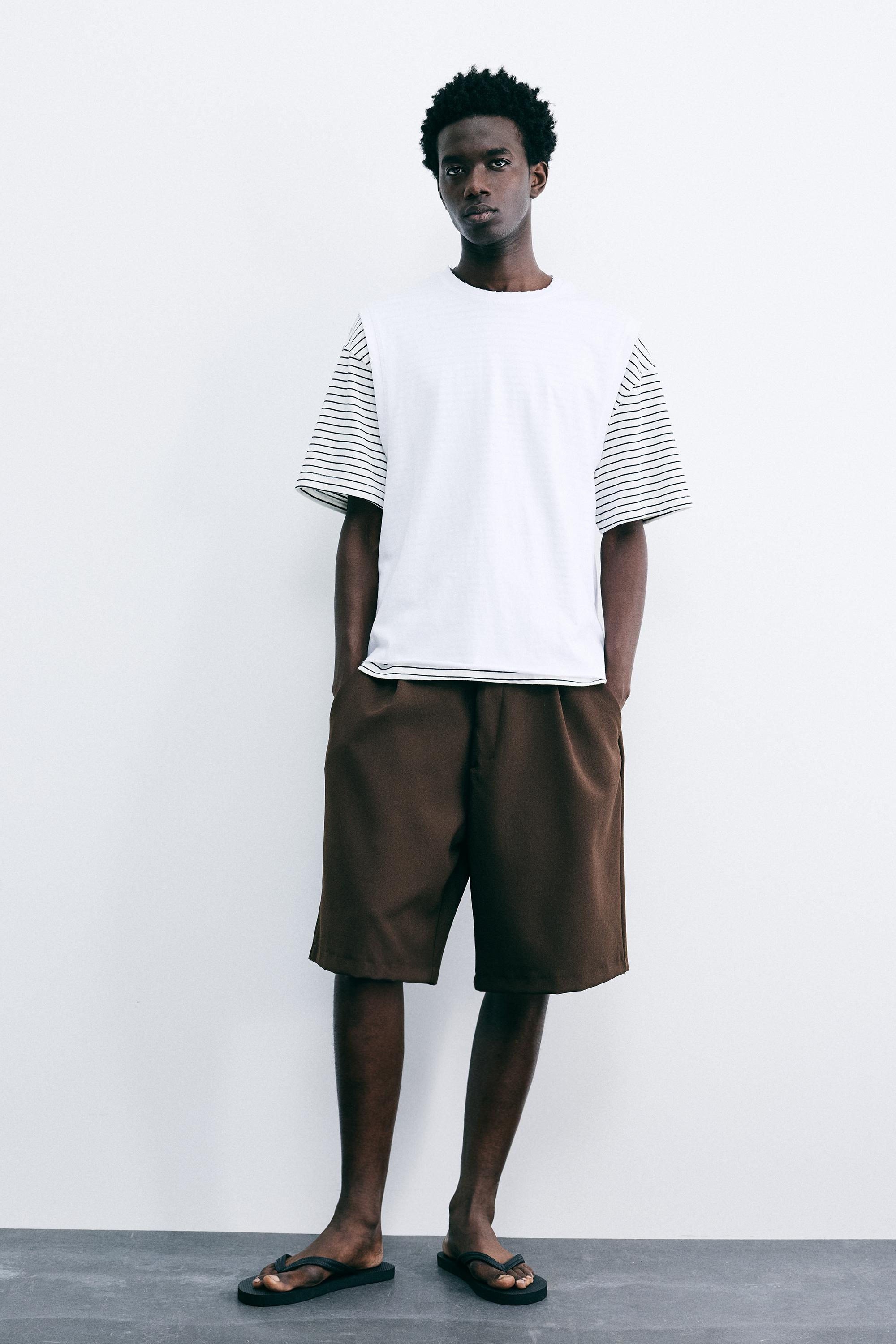 Smart Bermuda shorts with pleats — Chocolate