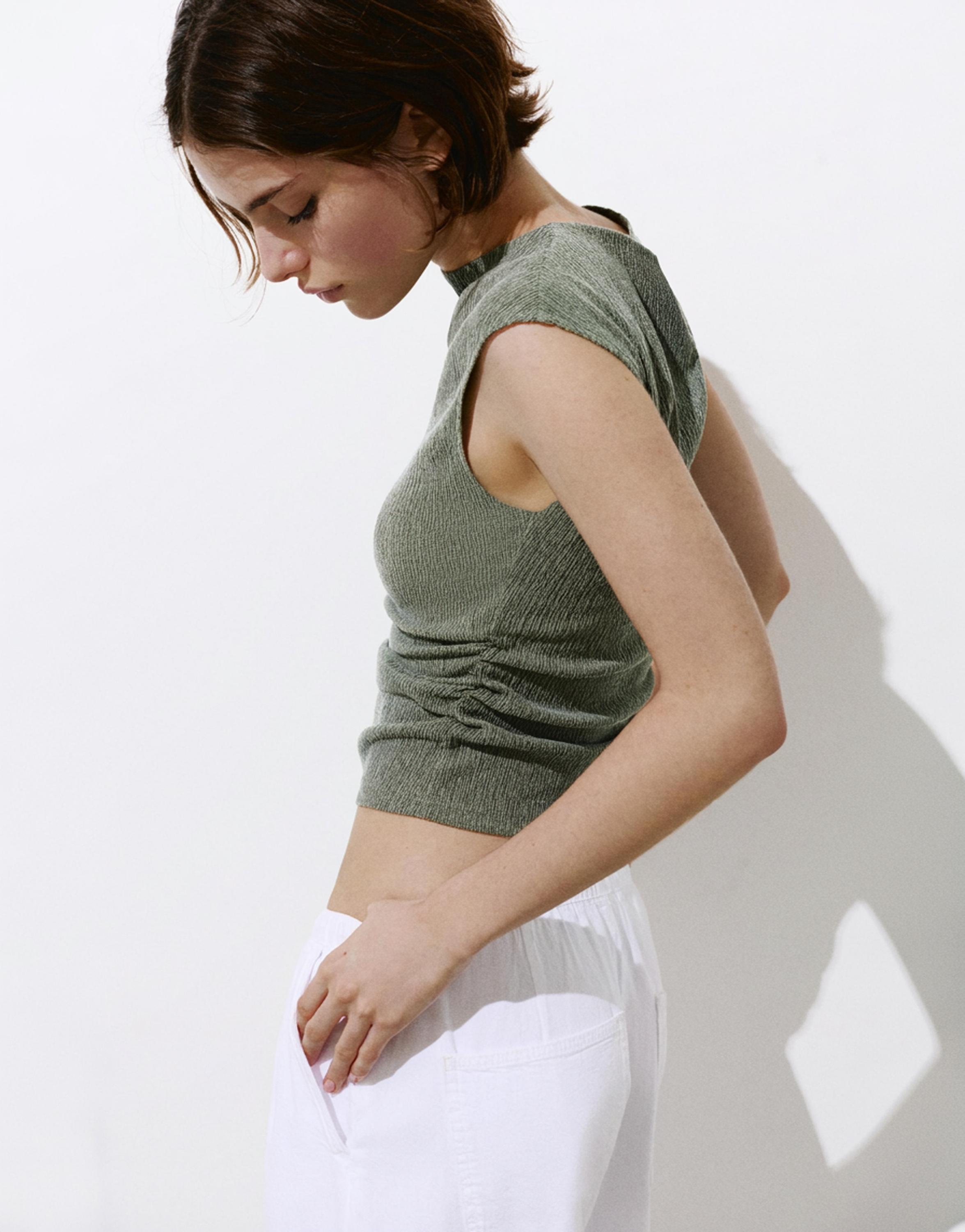 Crepe top — Khaki