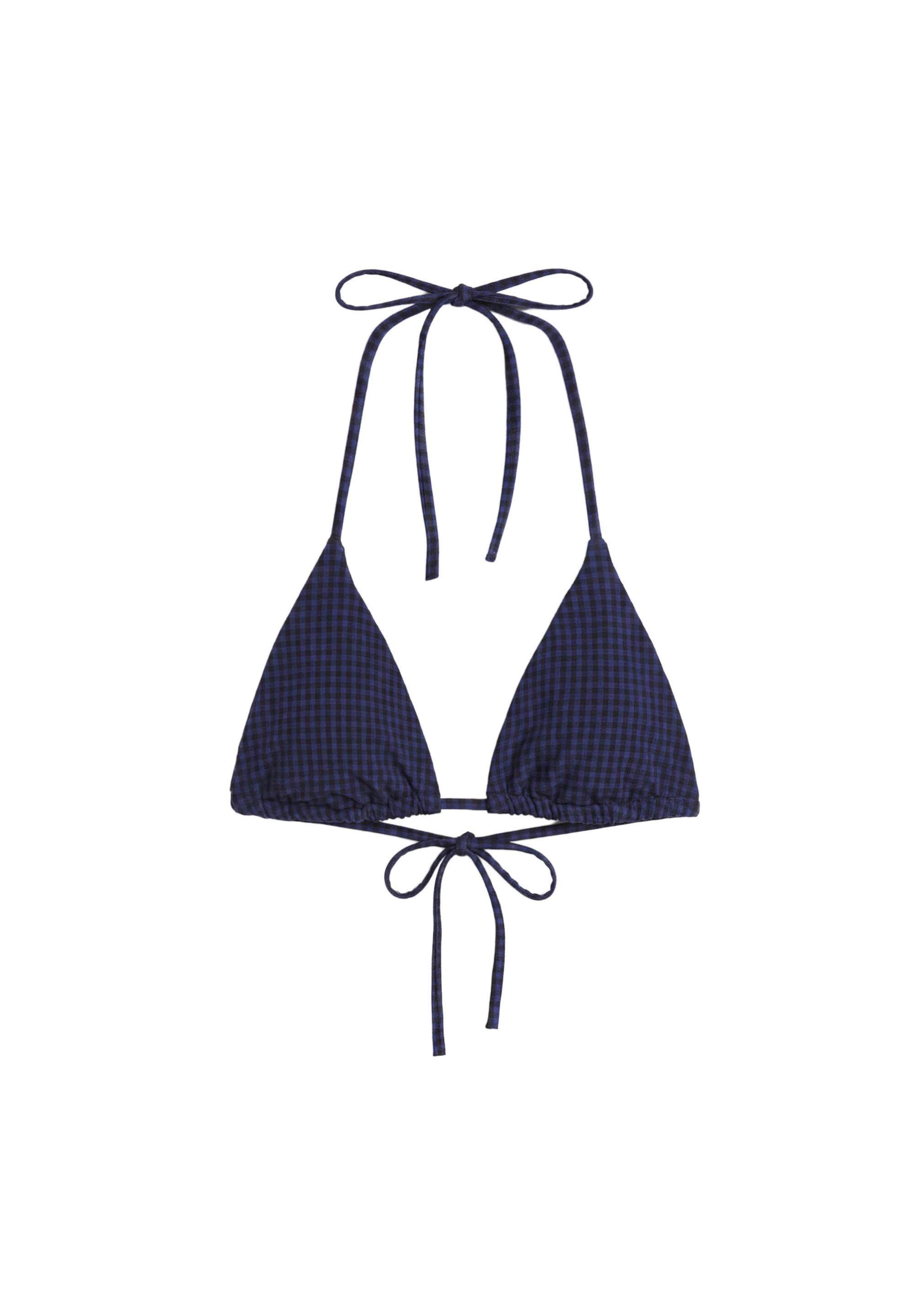 Gingham bikini top — Blue