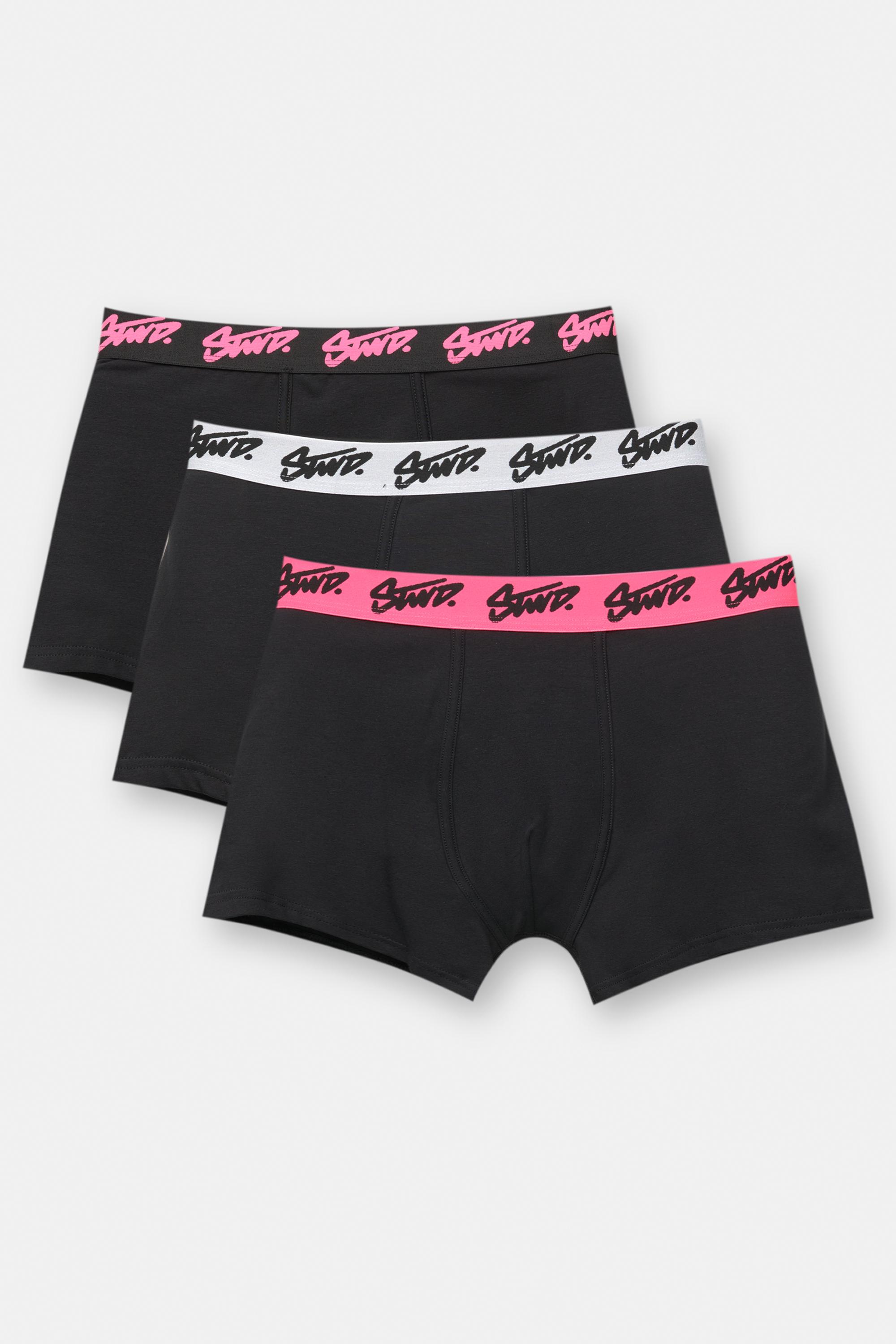 Pacco Da 3 Boxer Neri Con Logo Stwd Rosa
