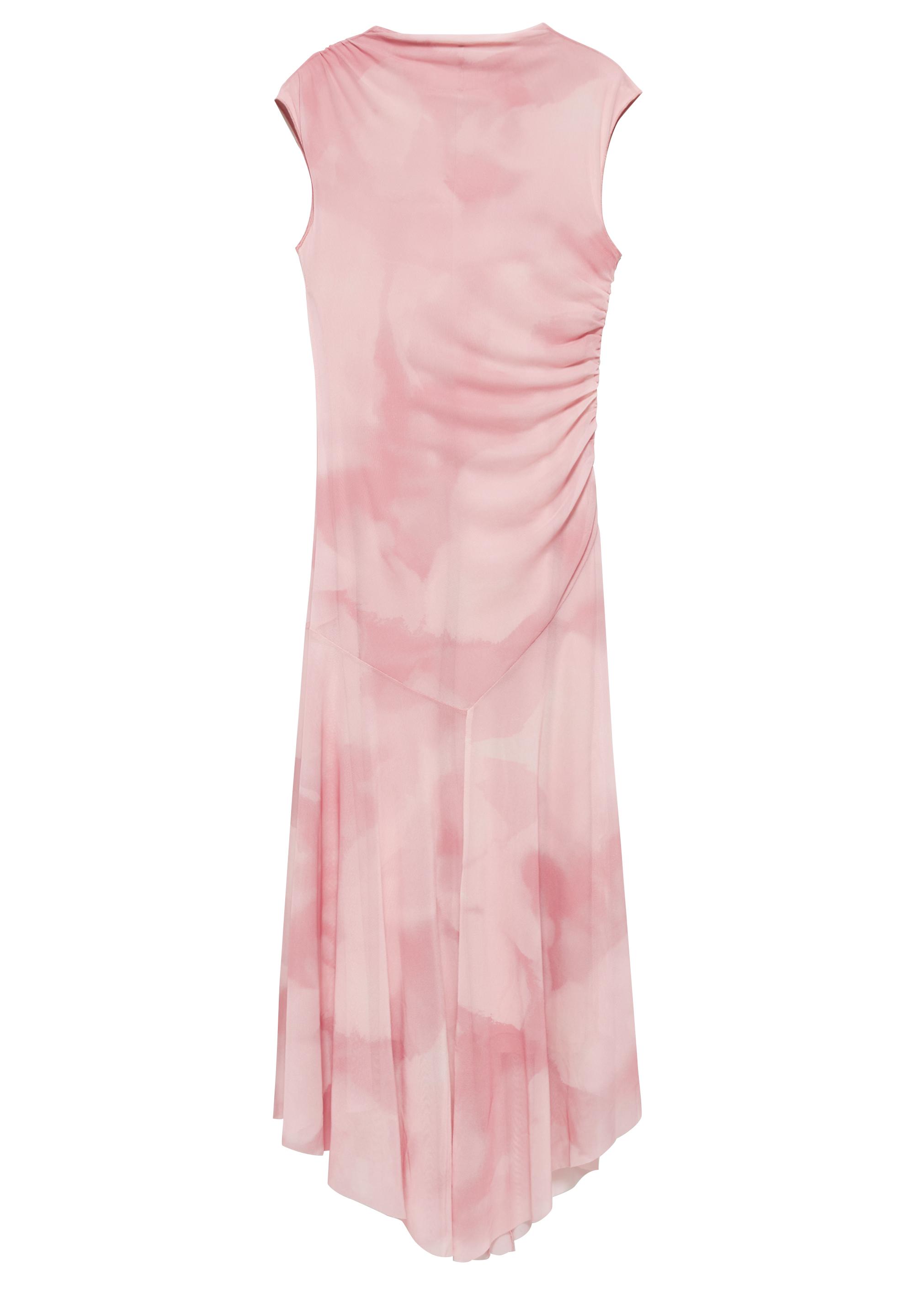Asymmetric tulle midi dress — Dusty pink