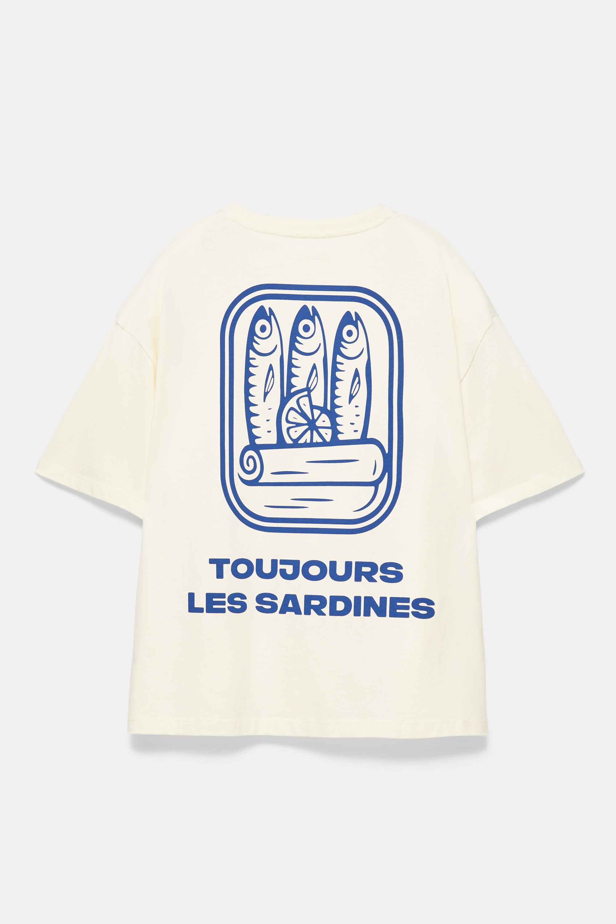 Oversize sardine graphic T-shirt — Yellow