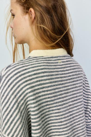 Striped jumper with contrast neck — Grey 3
