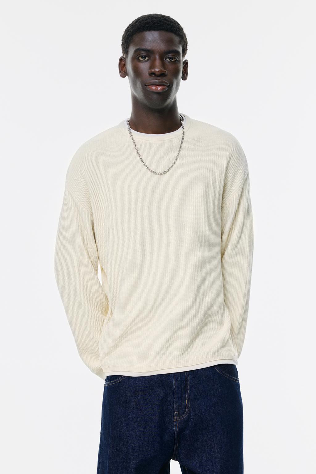 Maglietta A Costine PULL&amp;BEAR Con Scollo Rotondo - Cotone Riciclato E Organico