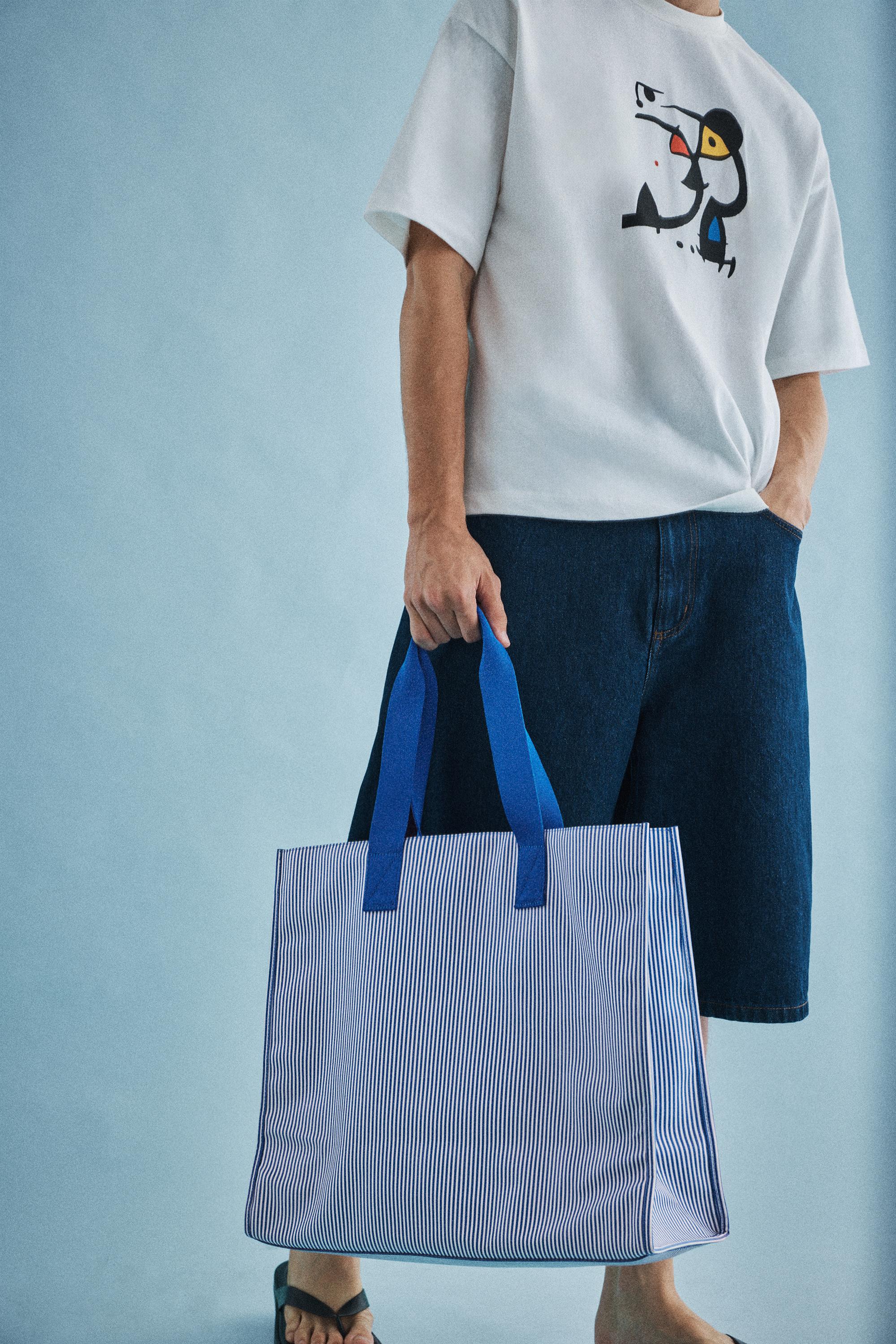 Striped shopper bag — Blue