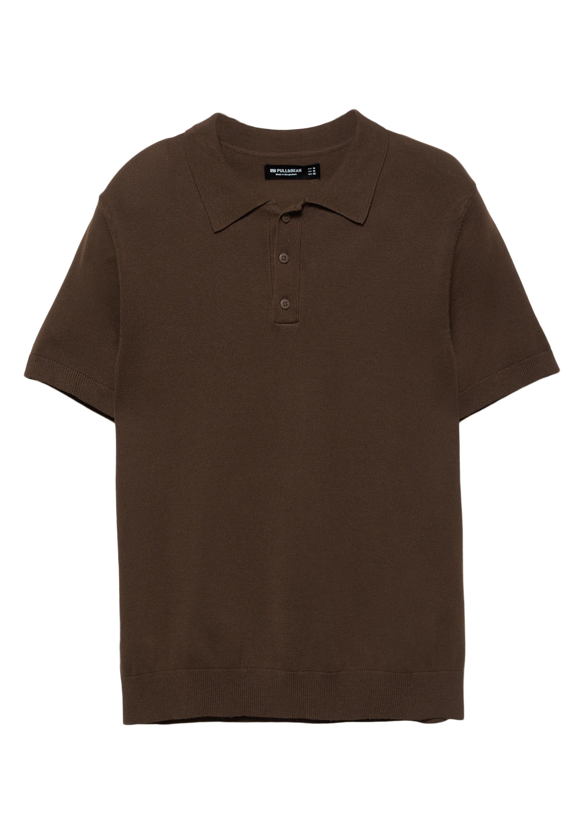 Short sleeve knit polo shirt — Chocolate