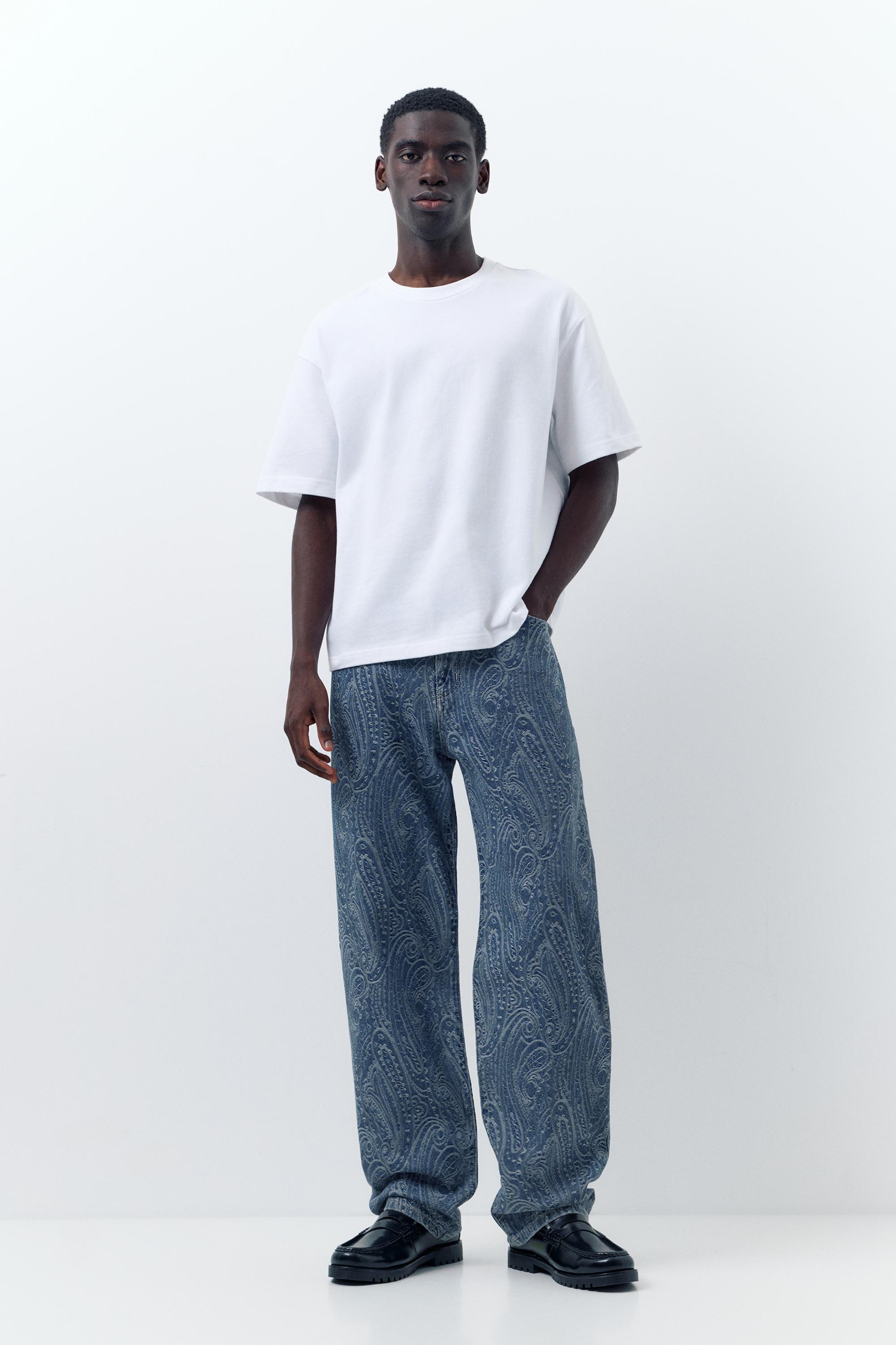 Jeans Straight Jacquard Paisley