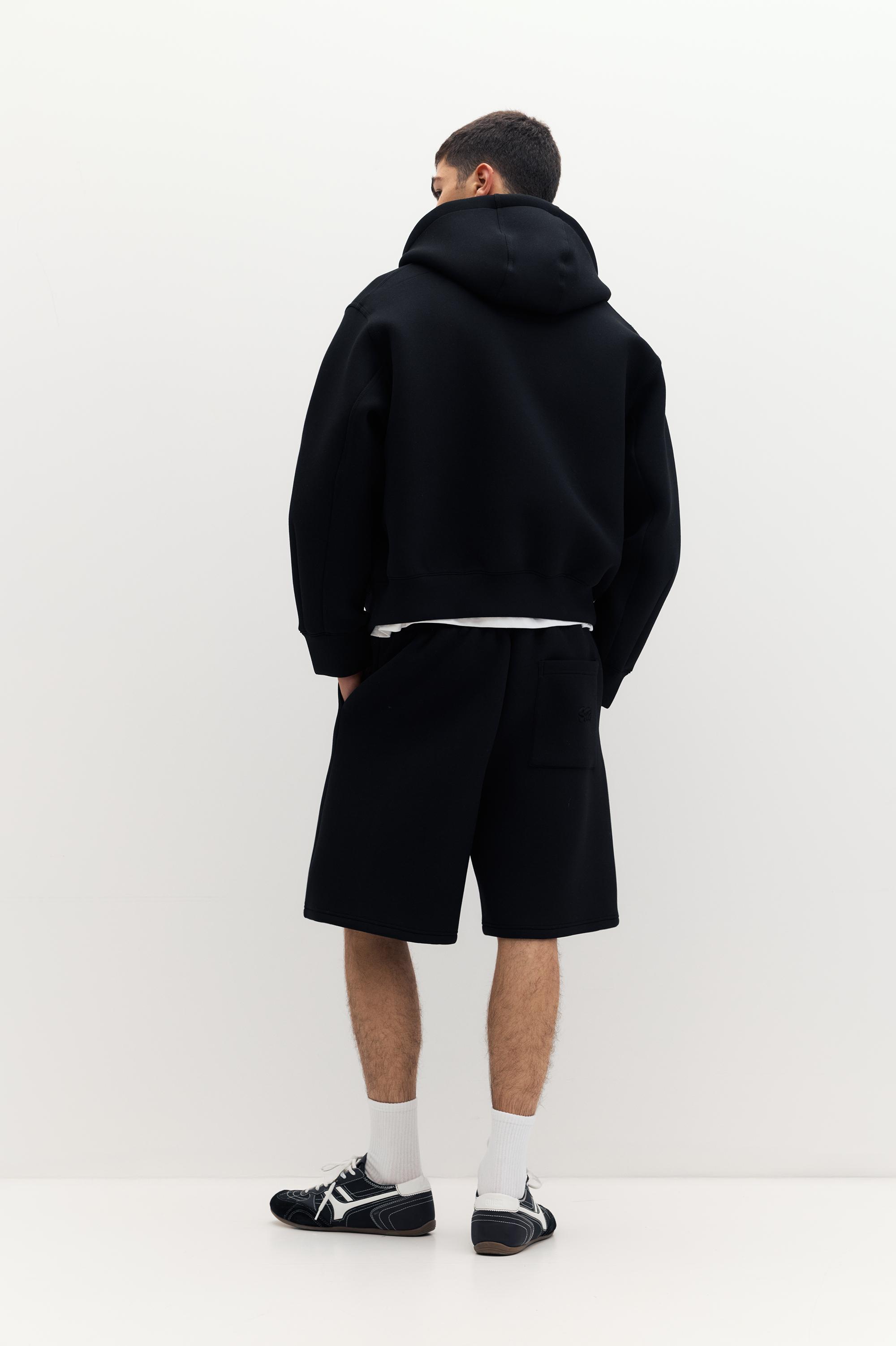 Neoprene-effect hoodie — Black
