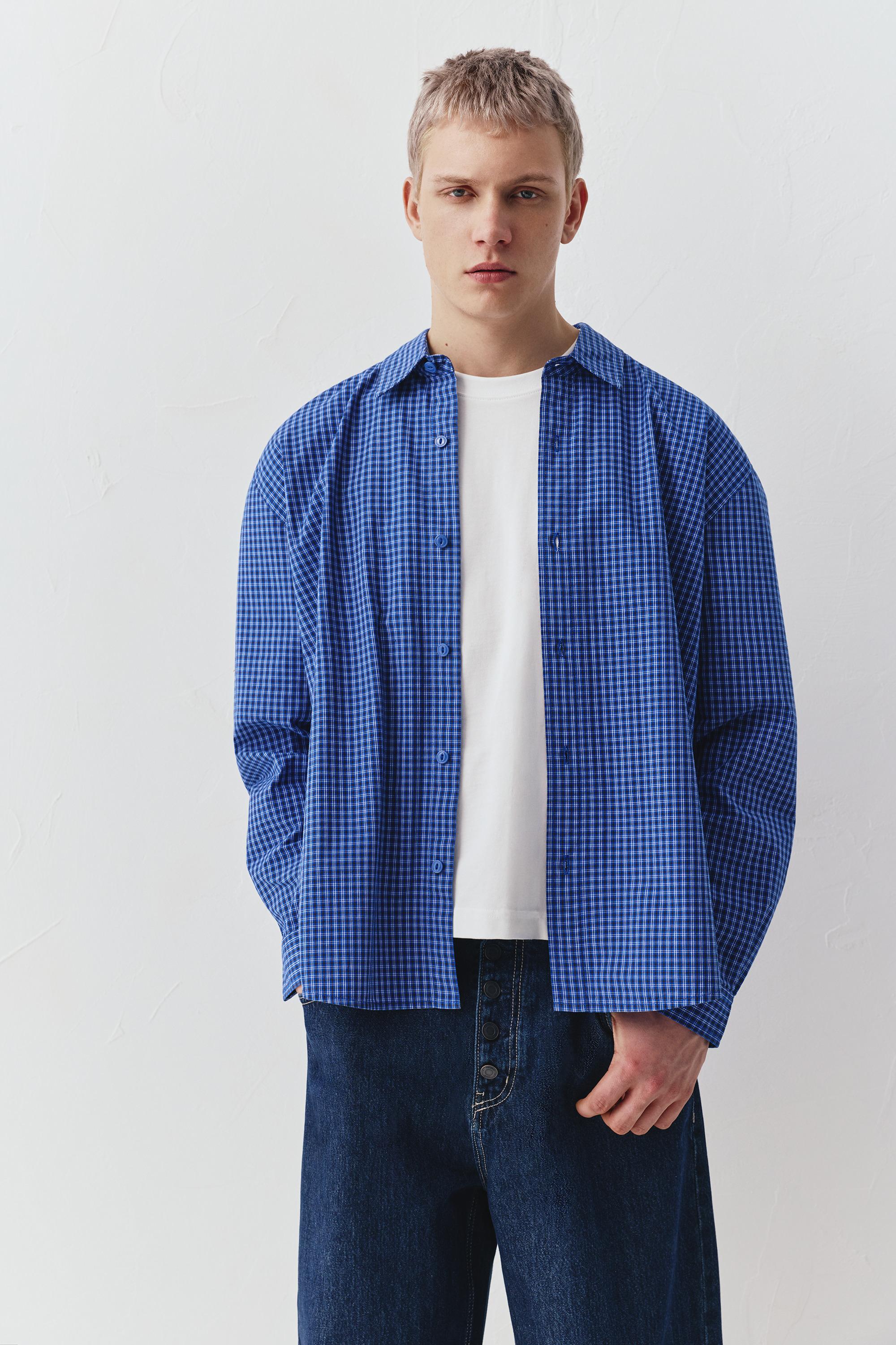 Long sleeve check shirt — Blue
