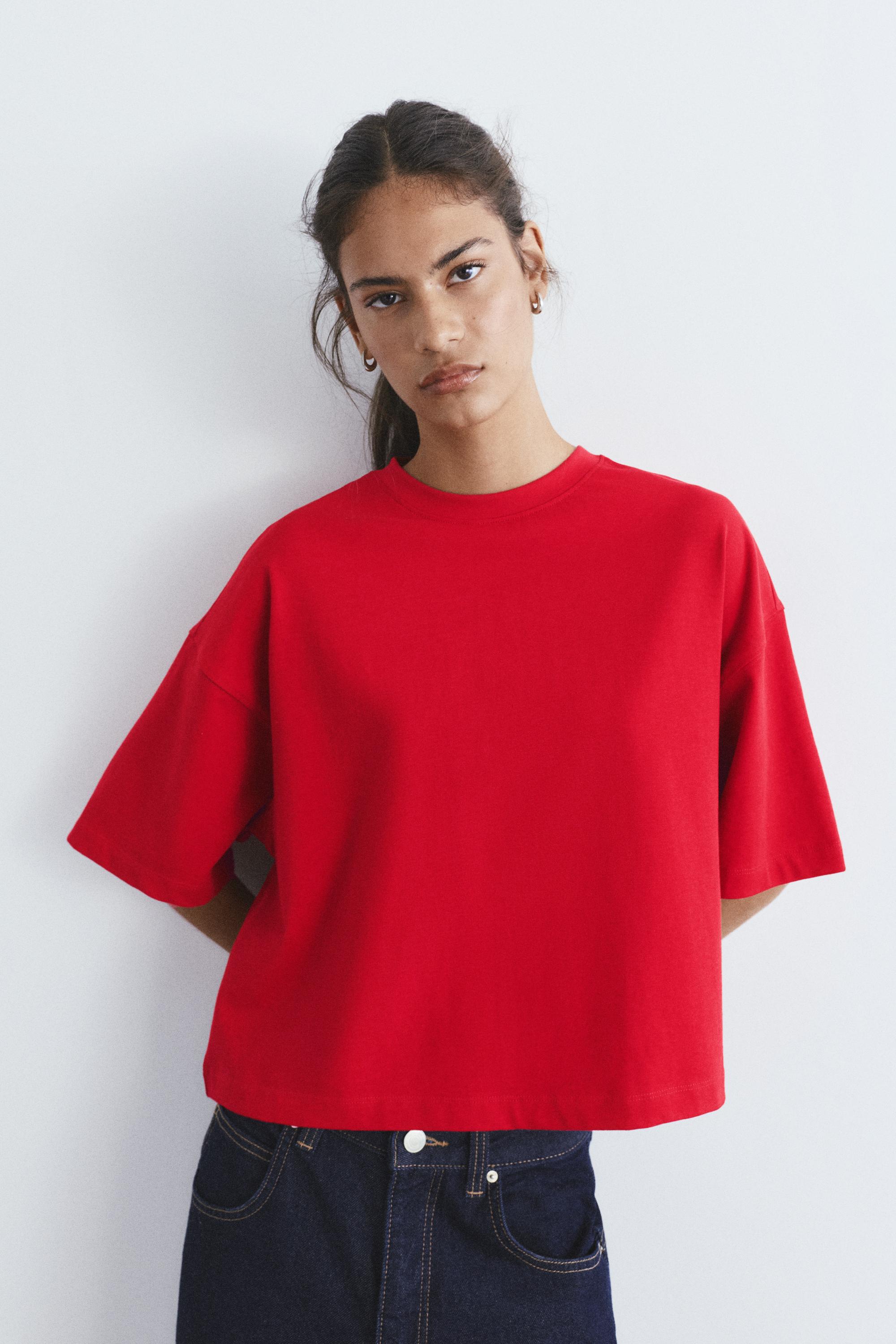 Kısa kollu kutu kesim t-shirt - Görsel 73