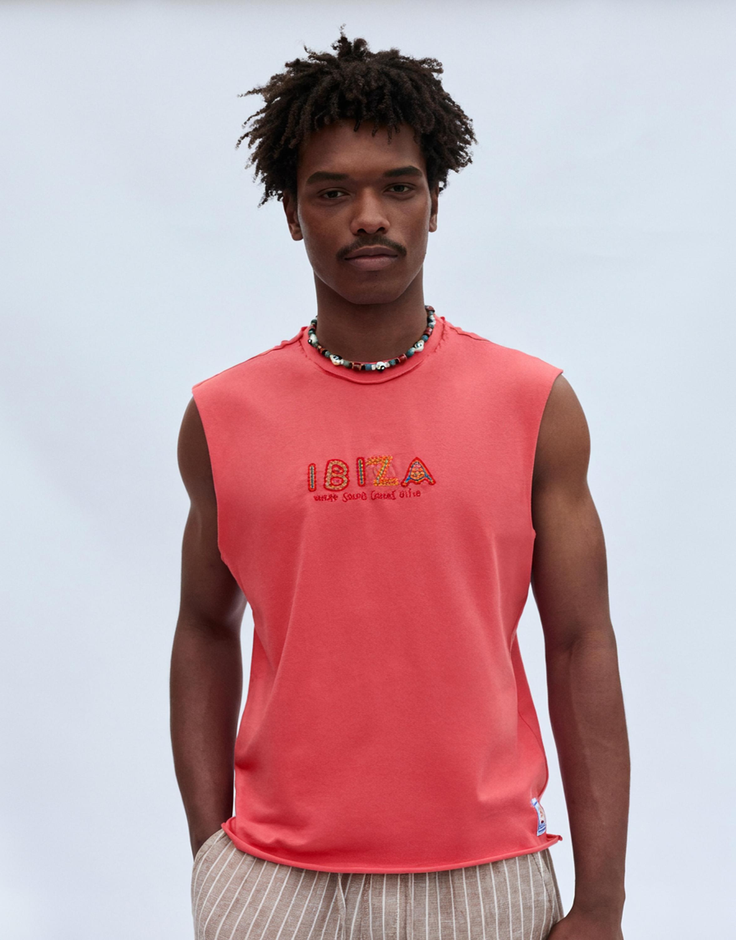 Boxy Ibiza vest top — Salmon pink