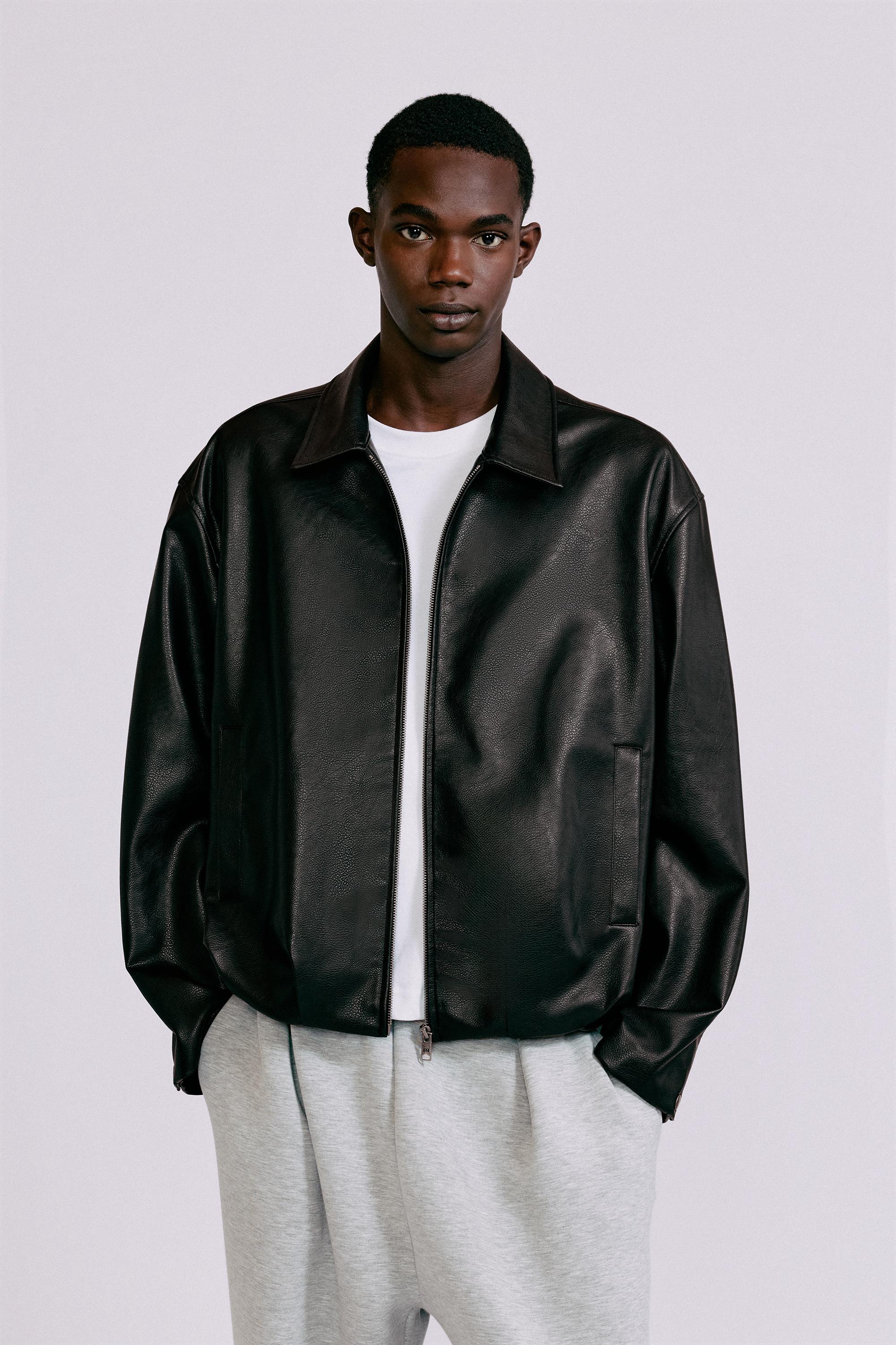 Leather-effect jacket — Black