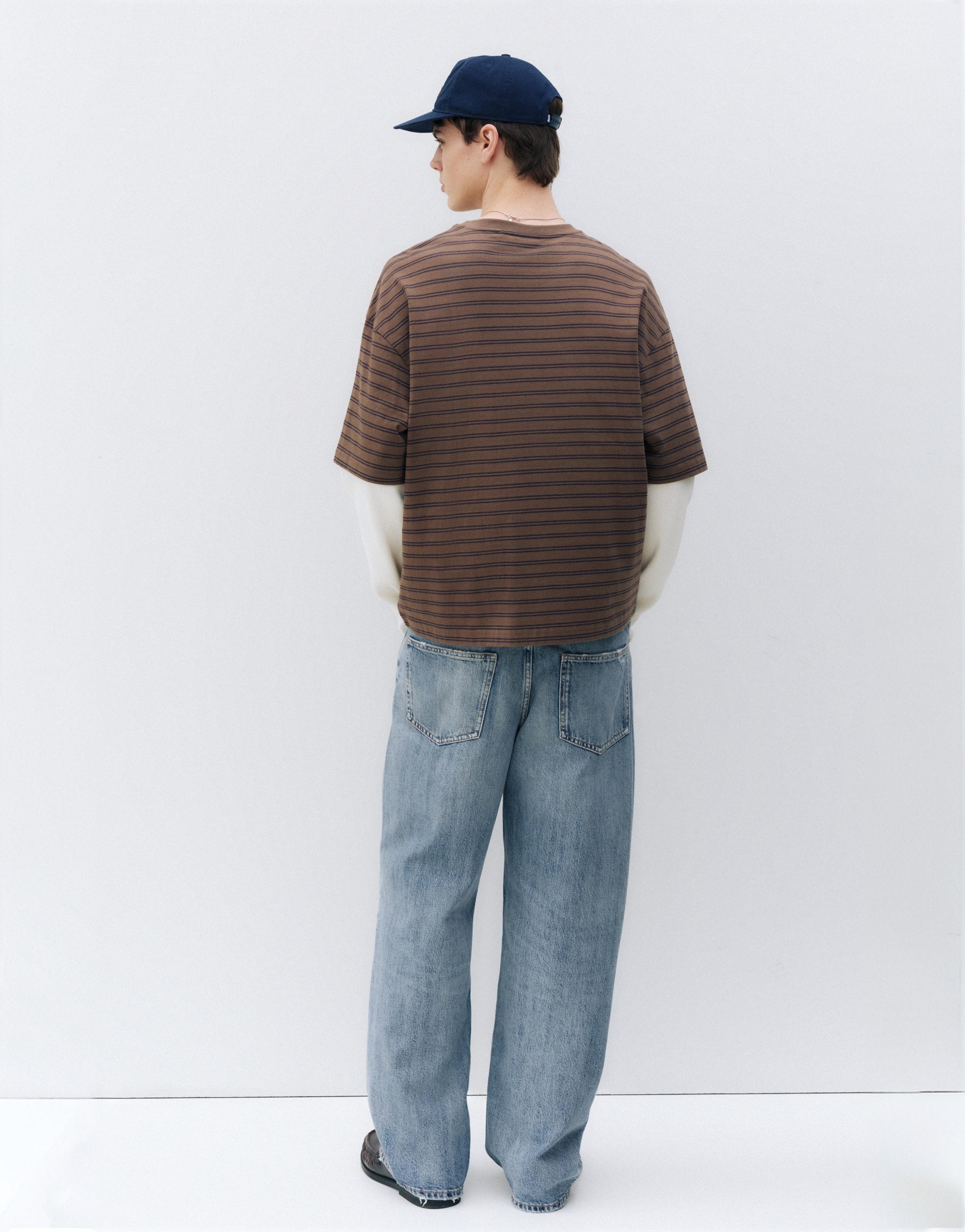 Ripped straight-leg jeans — Medium blue