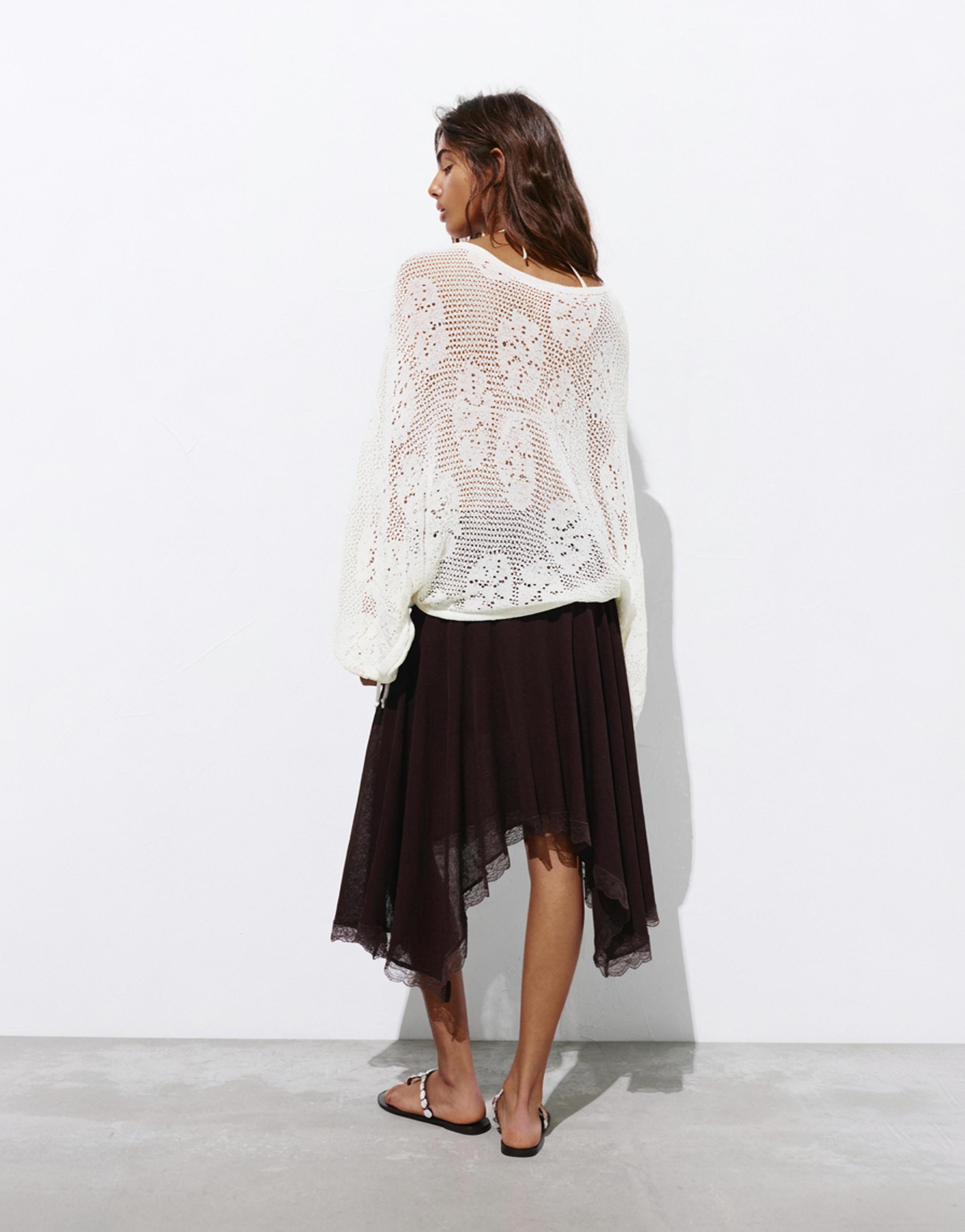 Cutwork knit jumper — Ecru