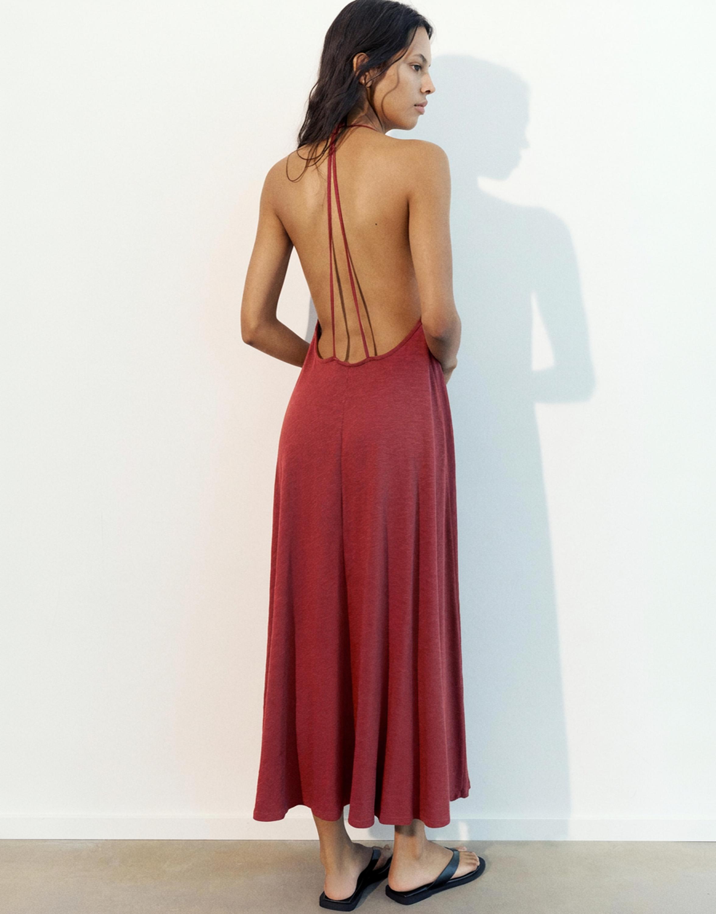 Strappy back midi dress — Russet