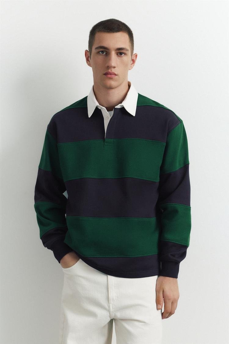 Long sleeve striped polo shirt — Bottle