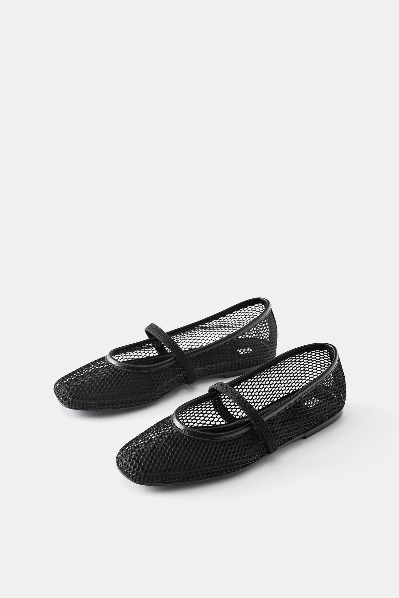 Mesh ballet flats — Black