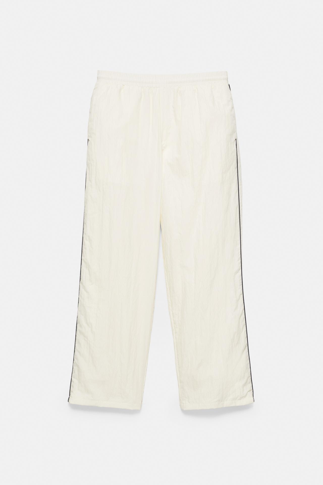 Lightweight contrast stitch joggers — Off white