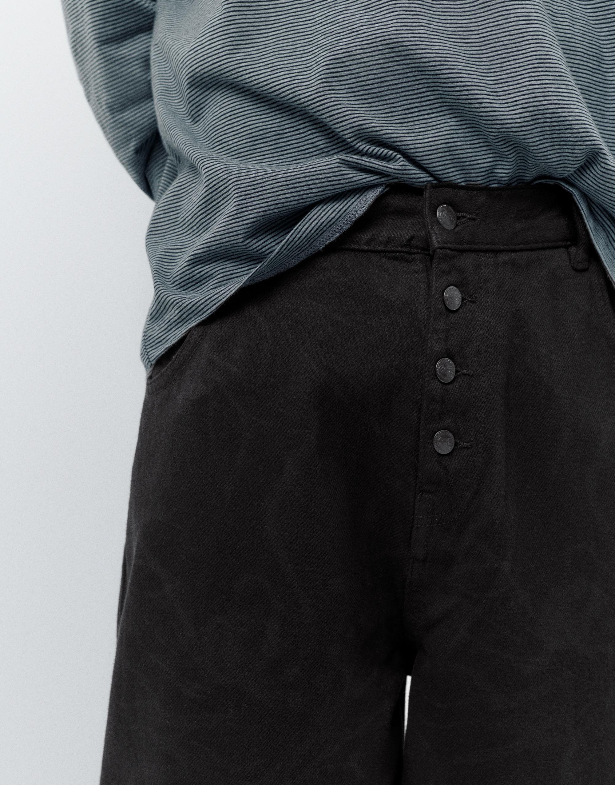 Laser print baggy jeans — Black