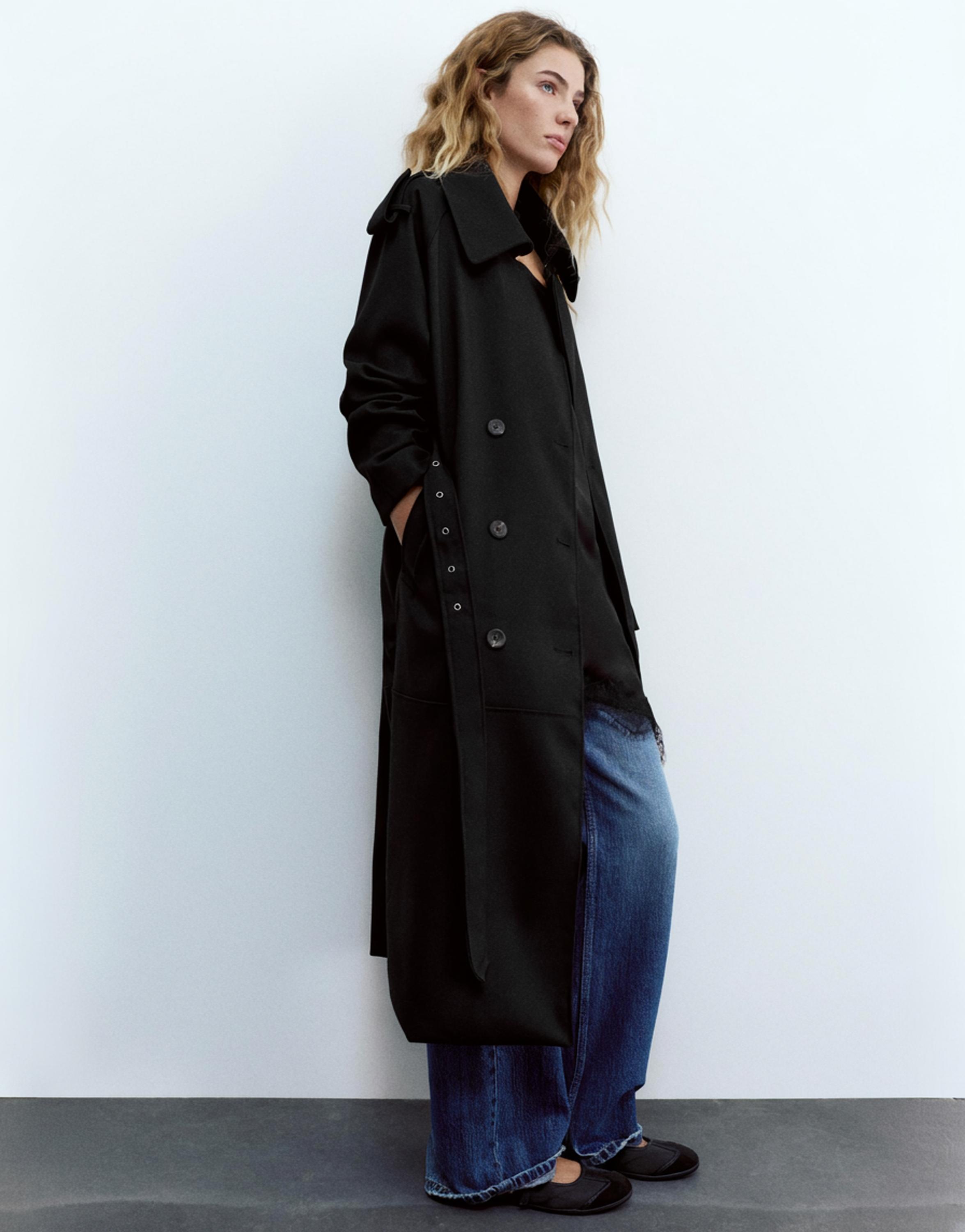 Long trench coat — Black