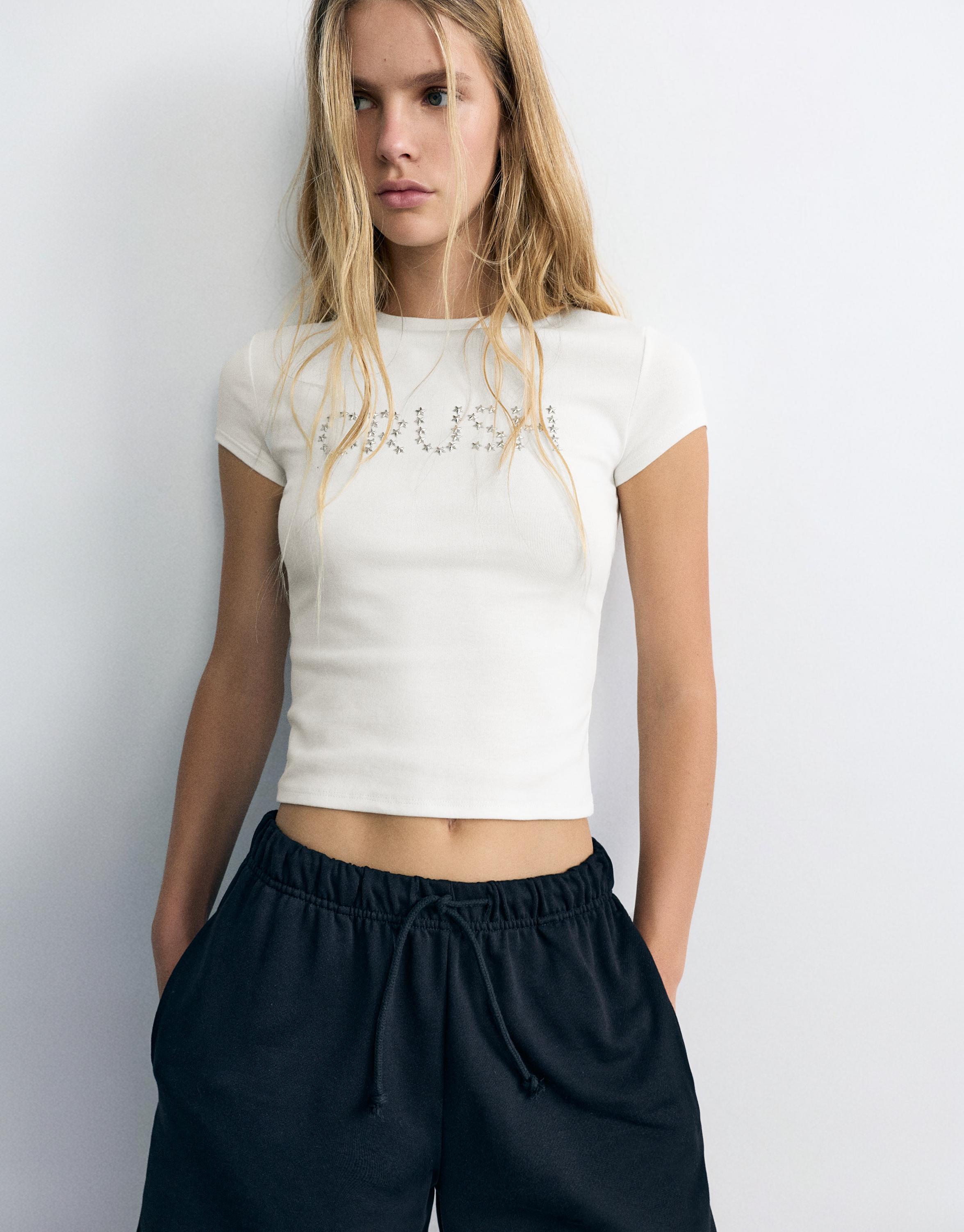 Slim fit star graphic T-shirt — White
