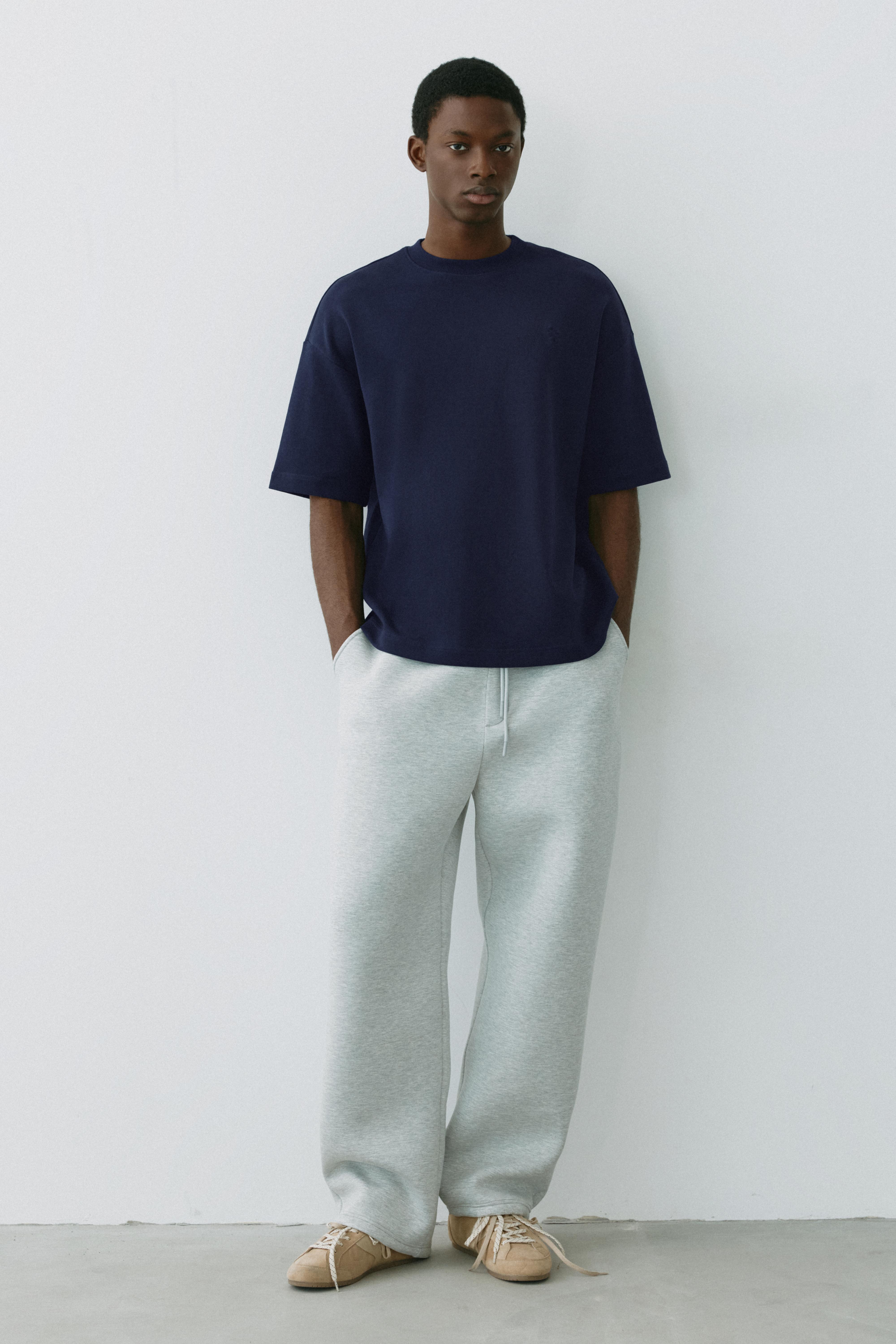 Short sleeve raised graphic sweatshirt — Navy