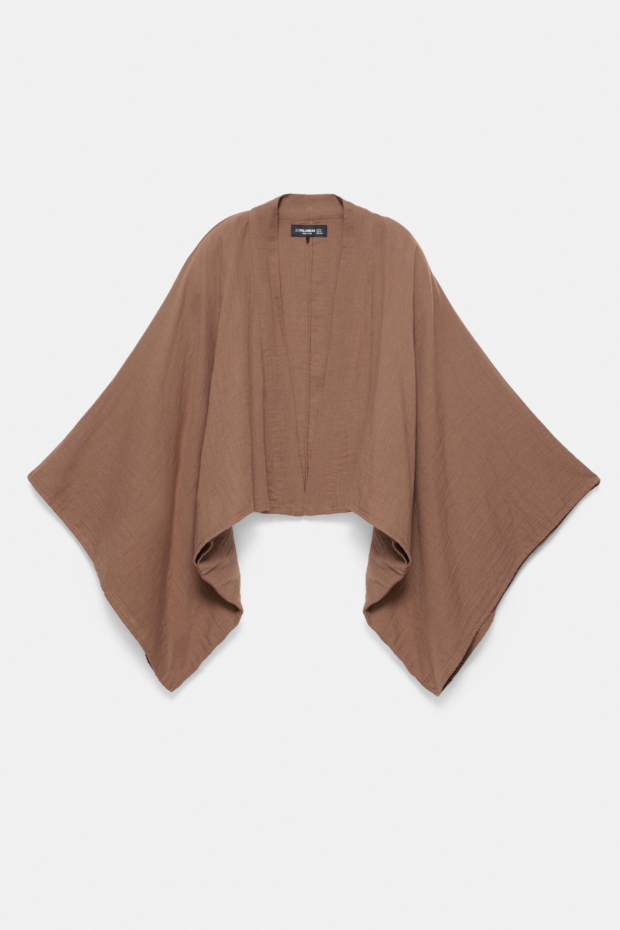 Short chiffon kimono — Brown