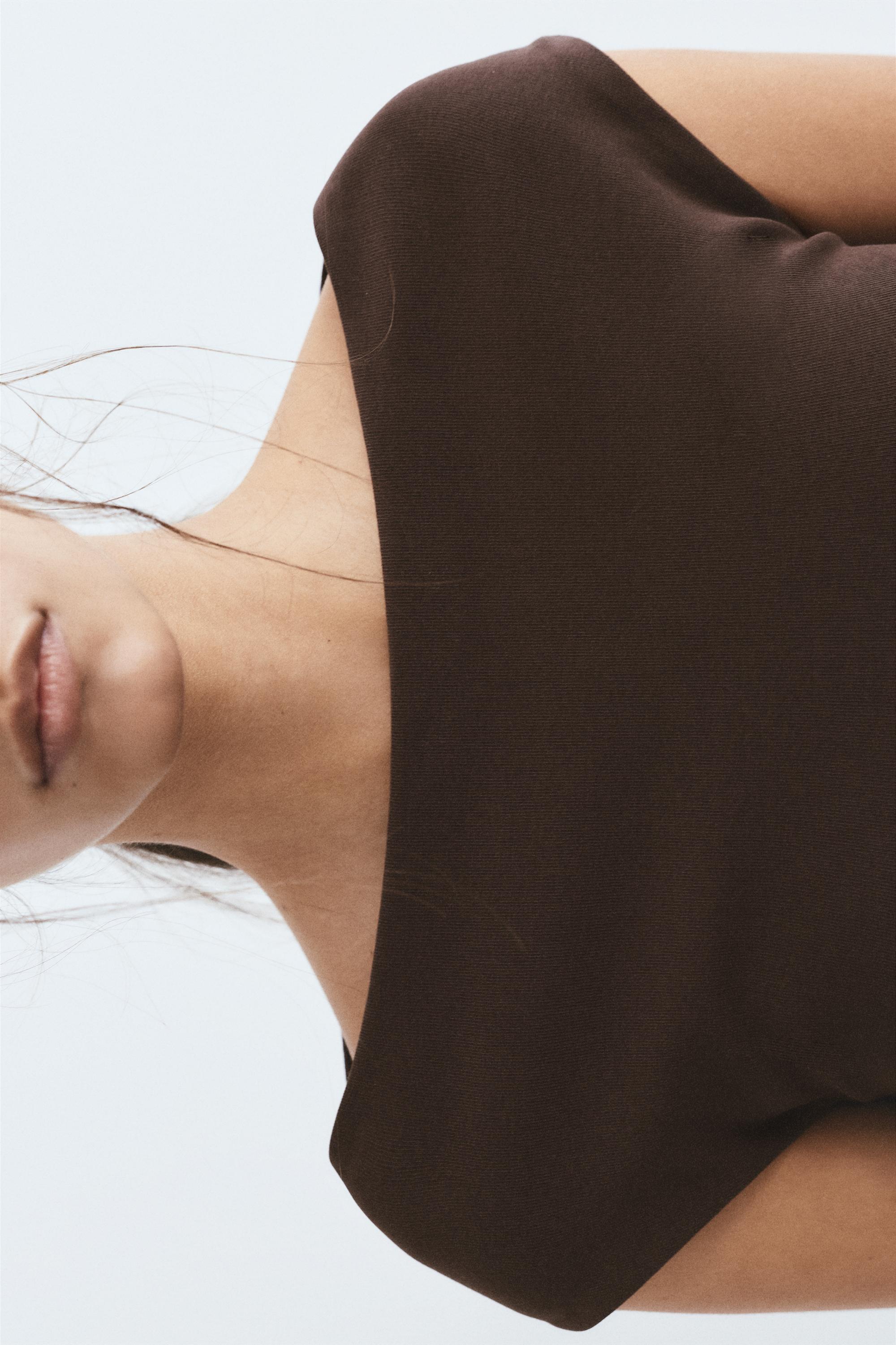 Short sleeve midi dress — Brown