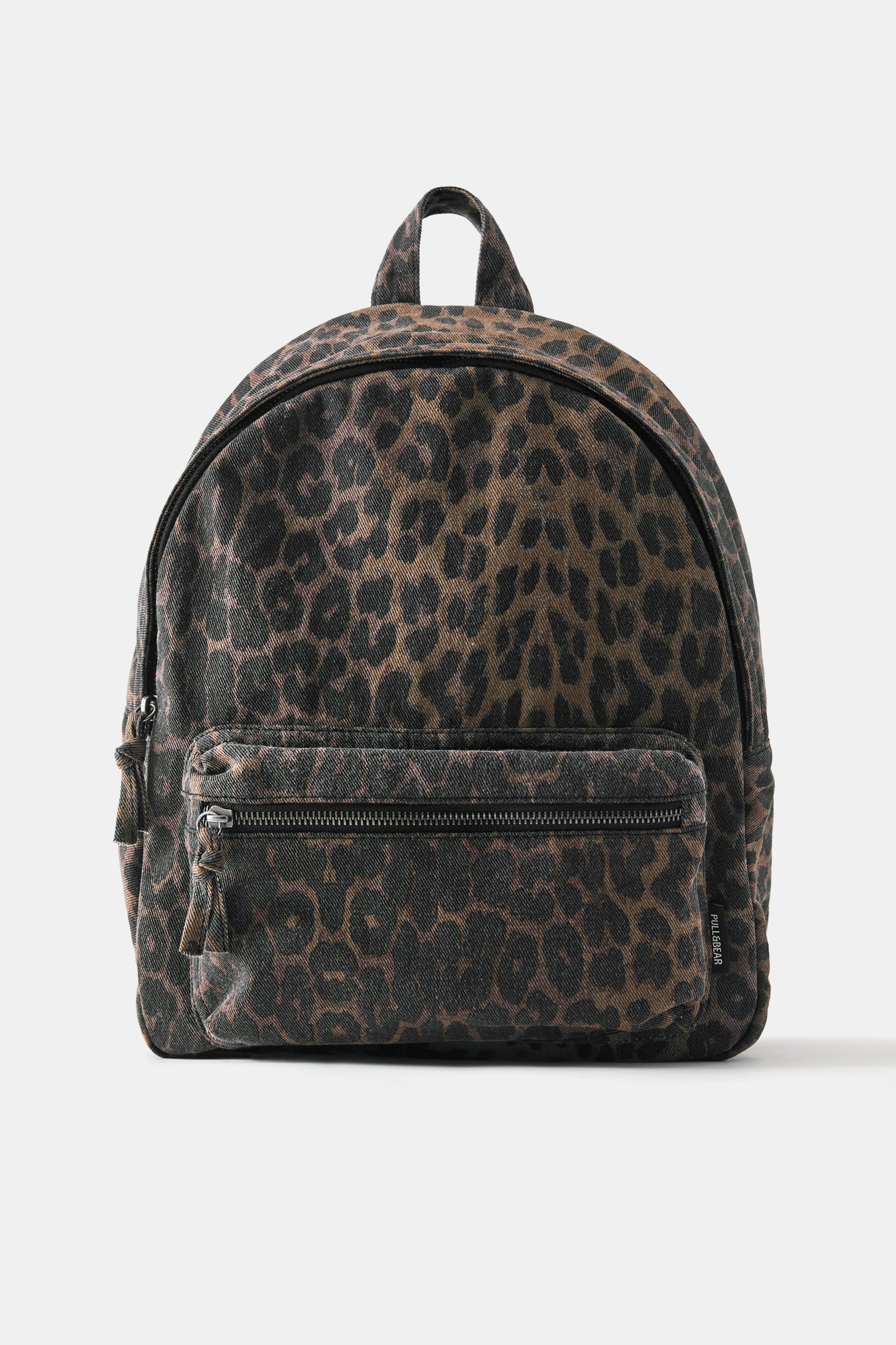 Leopard print canvas backpack — Leopard
