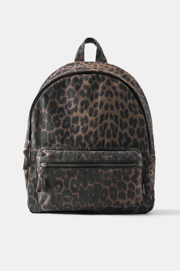Leopard print canvas backpack — Leopard