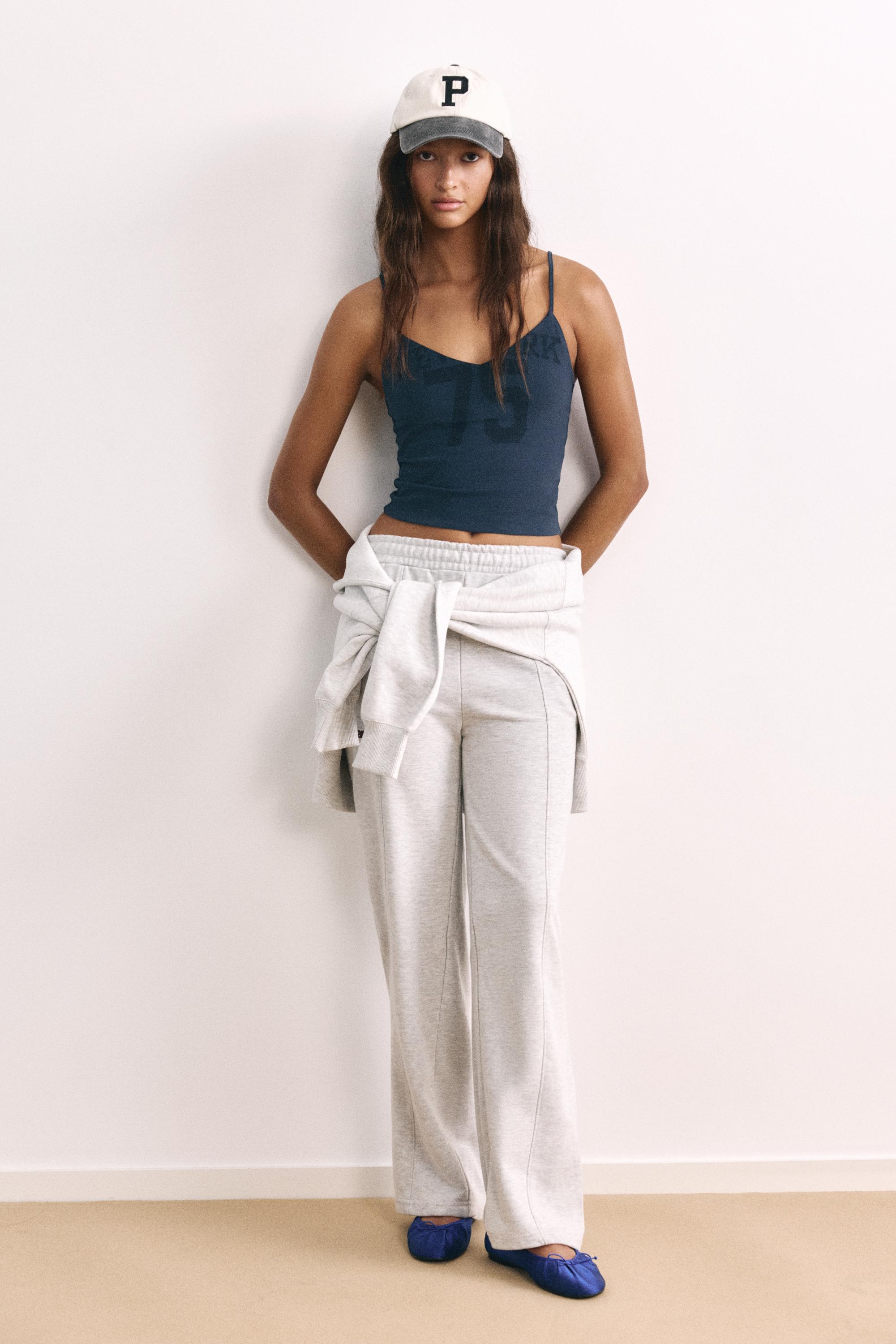 New York graphic strap top — Navy